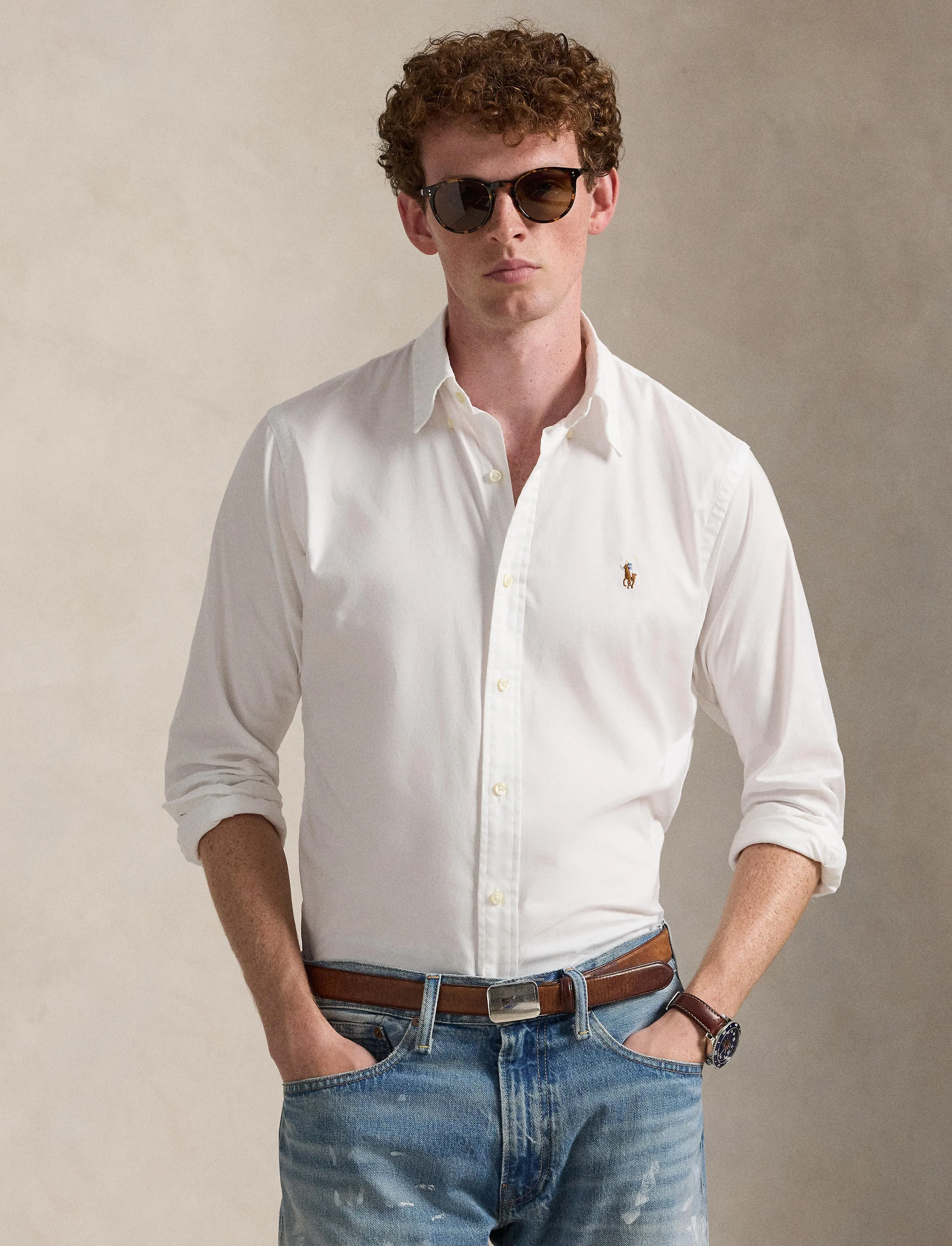 Polo Ralph Lauren - Custom Fit Stretch Oxford Shirt - oxford skjorter - 5026b white - 3