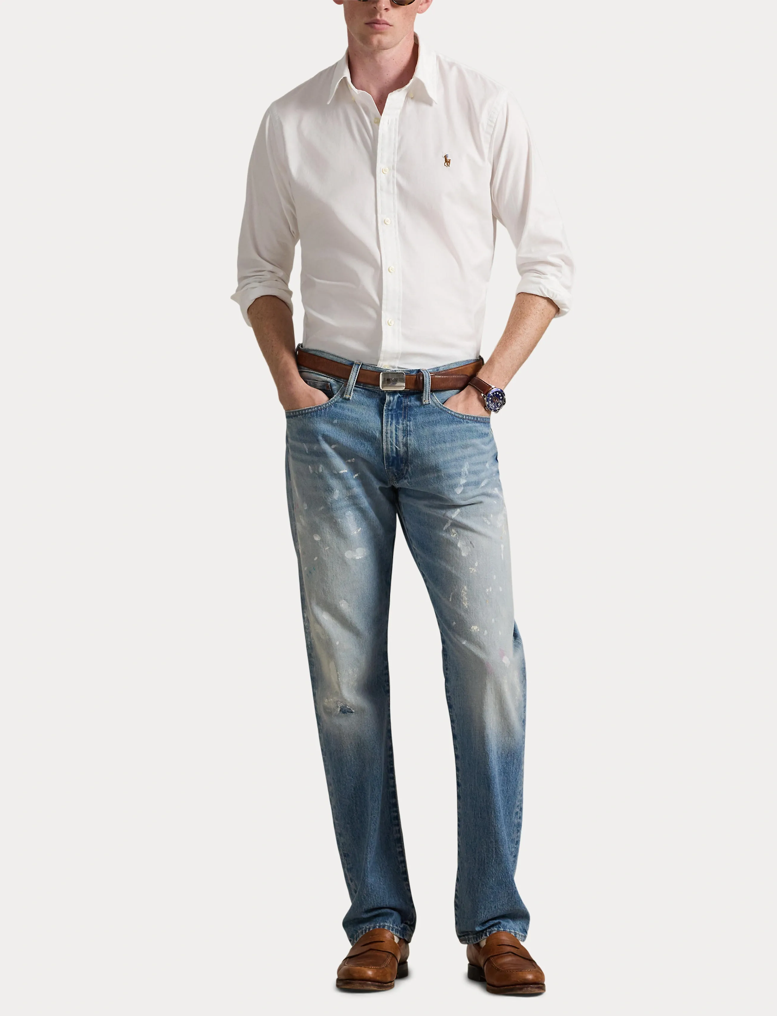 Polo Ralph Lauren - Custom Fit Stretch Oxford Shirt - oxford skjorter - 5026b white - 4