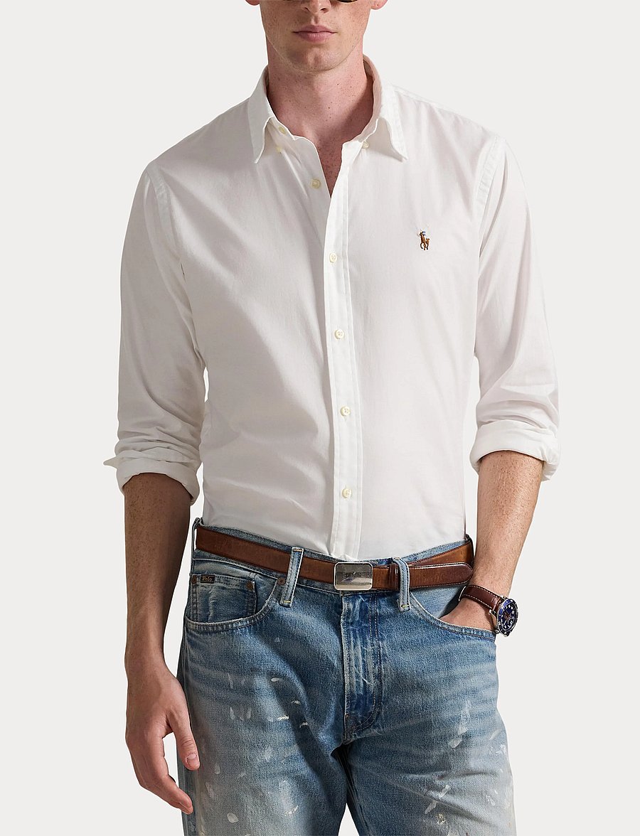 Polo Ralph Lauren - Custom Fit Stretch Oxford Shirt - oxford skjorter - 5026b white - 5