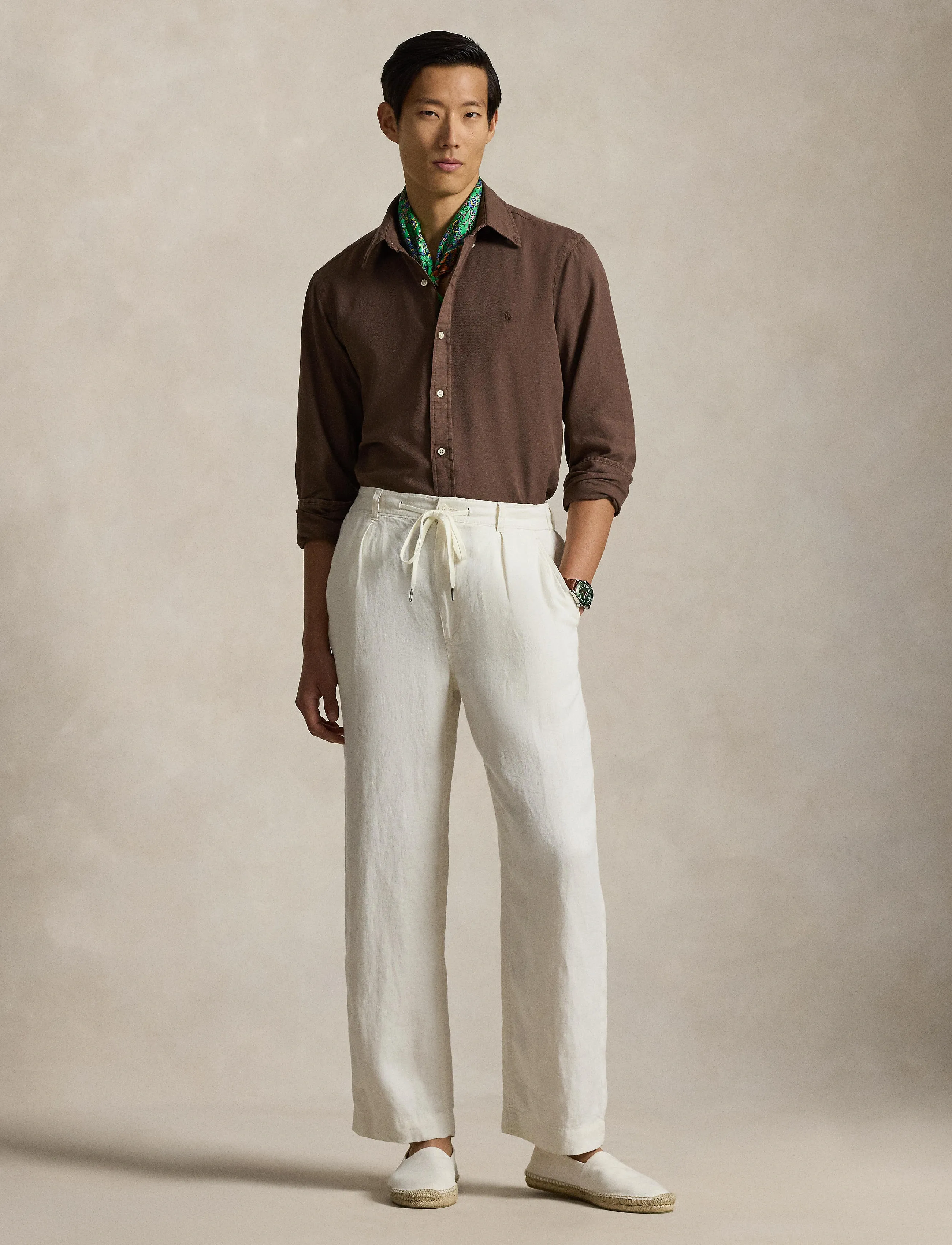 Polo Ralph Lauren Custom Fit Textured Dobby Shirt - App deal - NUTMEG BROWN / brown