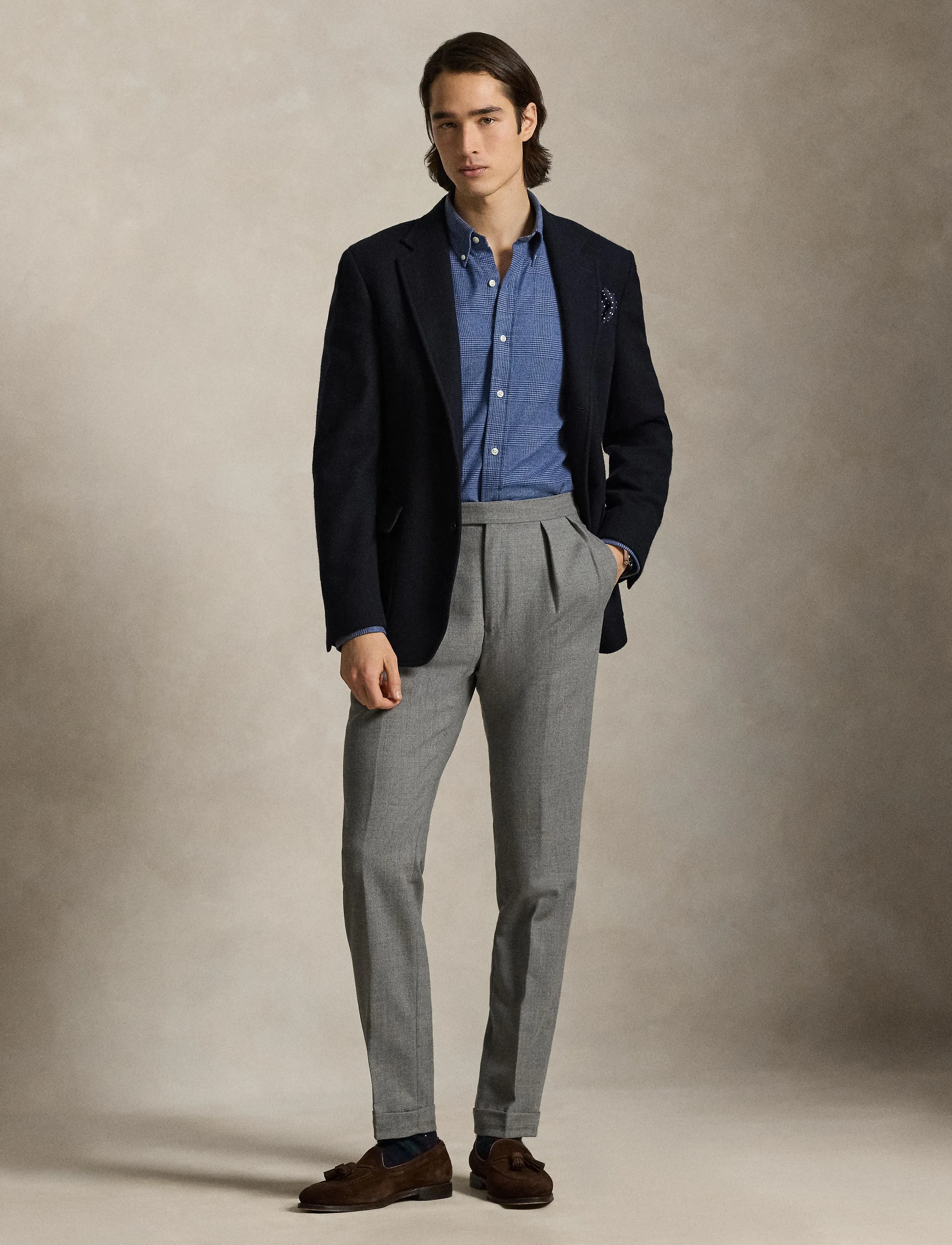 Polo Ralph Lauren Custom Fit Plaid Performance Twill Shirt - Riided - 7053A BLUE HEATHE / blue