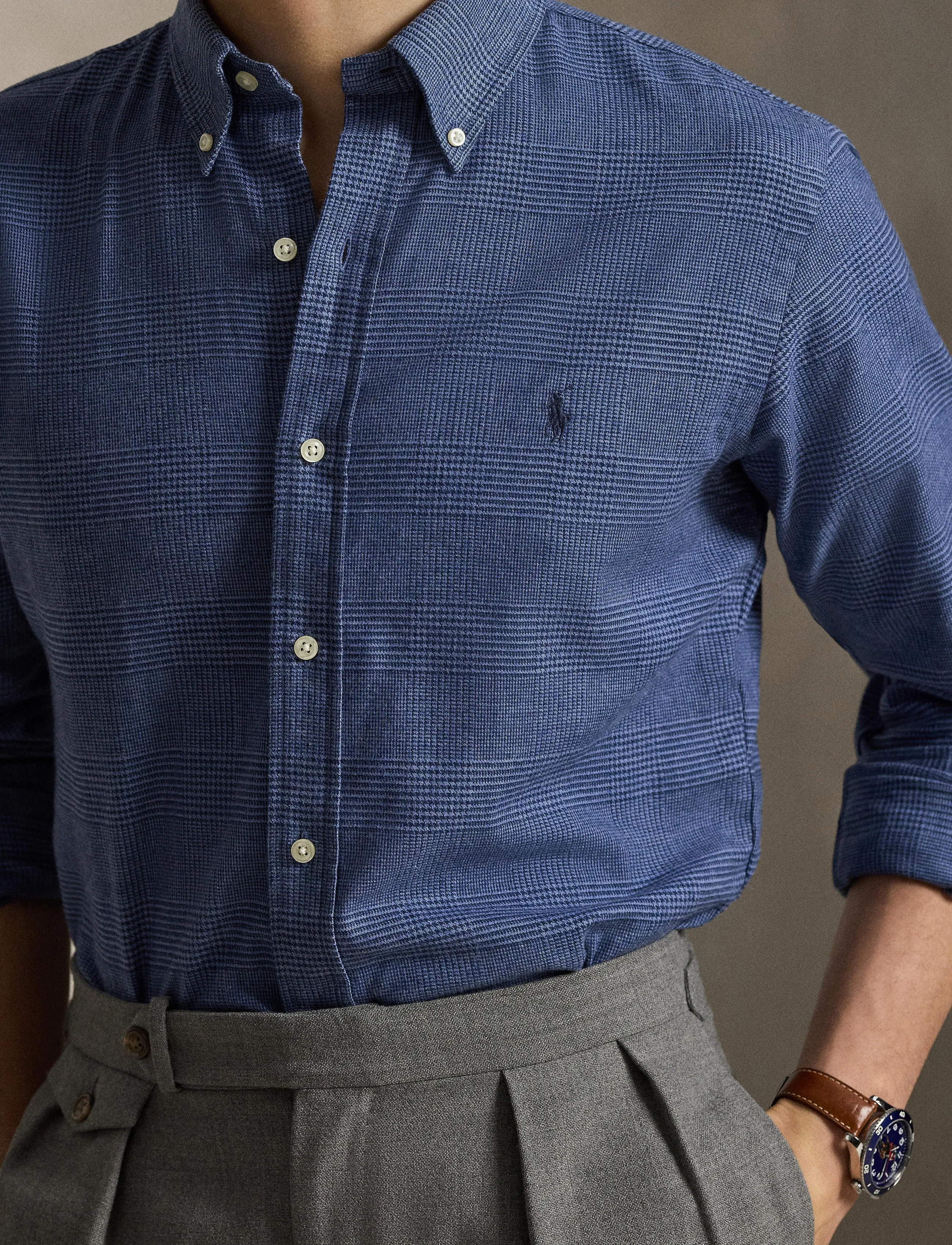 Polo Ralph Lauren - Custom Fit Plaid Performance Twill Shirt - casual - 7053a blue heathe - 4