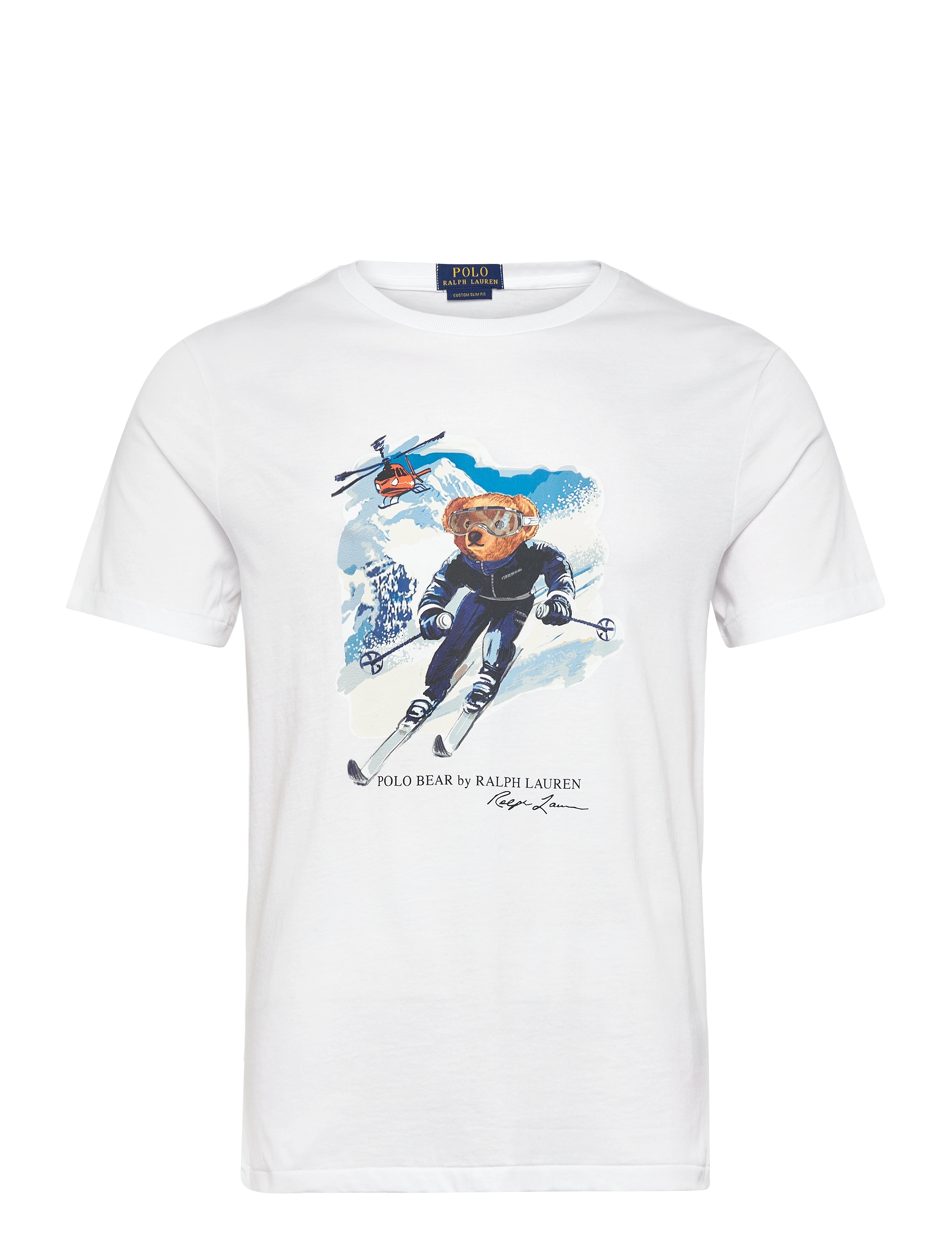 Custom Slim Fit Polo Bear T-Shirt - WHITE/ACTIVE BEAR