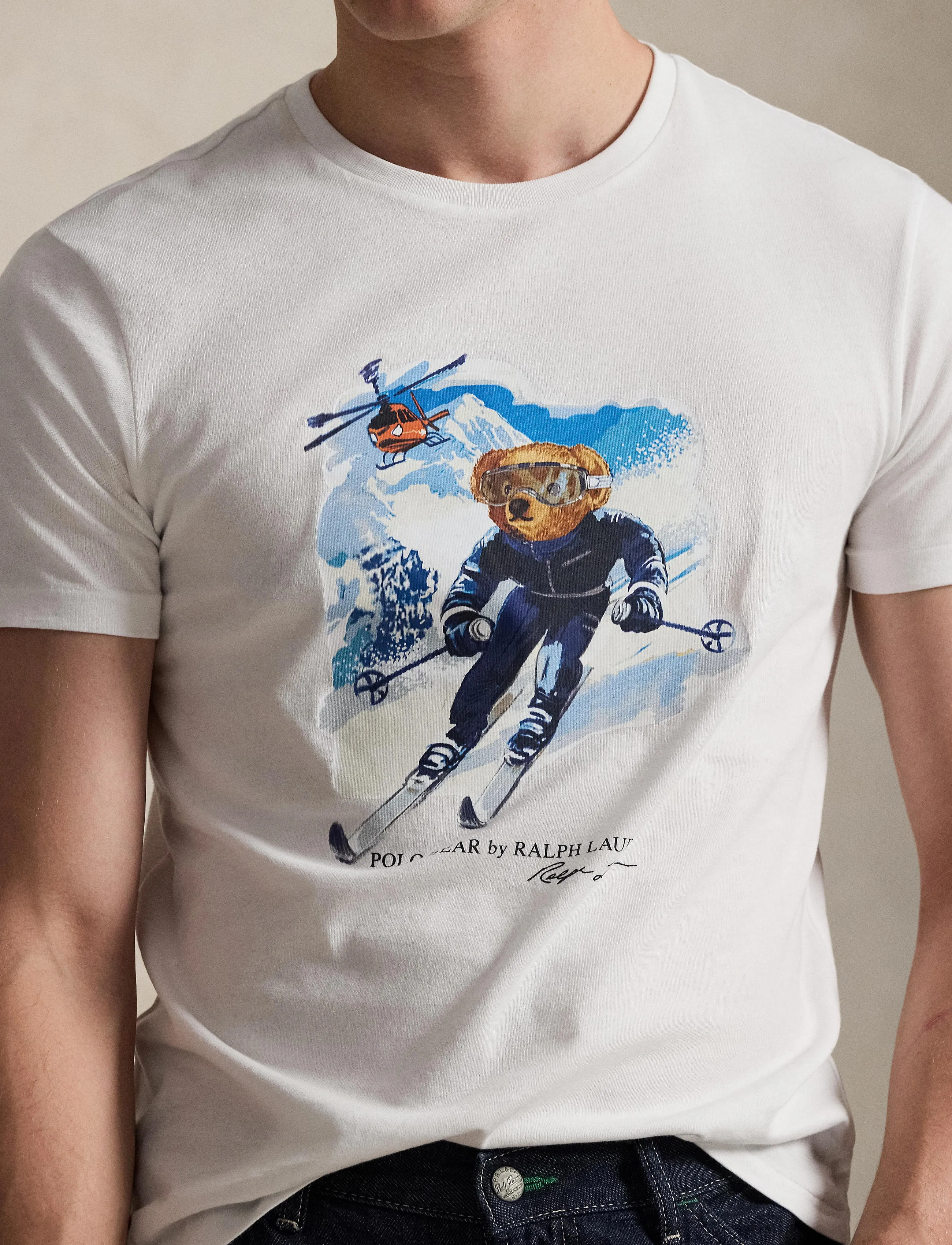 Polo Ralph Lauren - Custom Slim Fit Polo Bear T-Shirt - lühikeste varrukatega t-särgid - white/active bear - 4