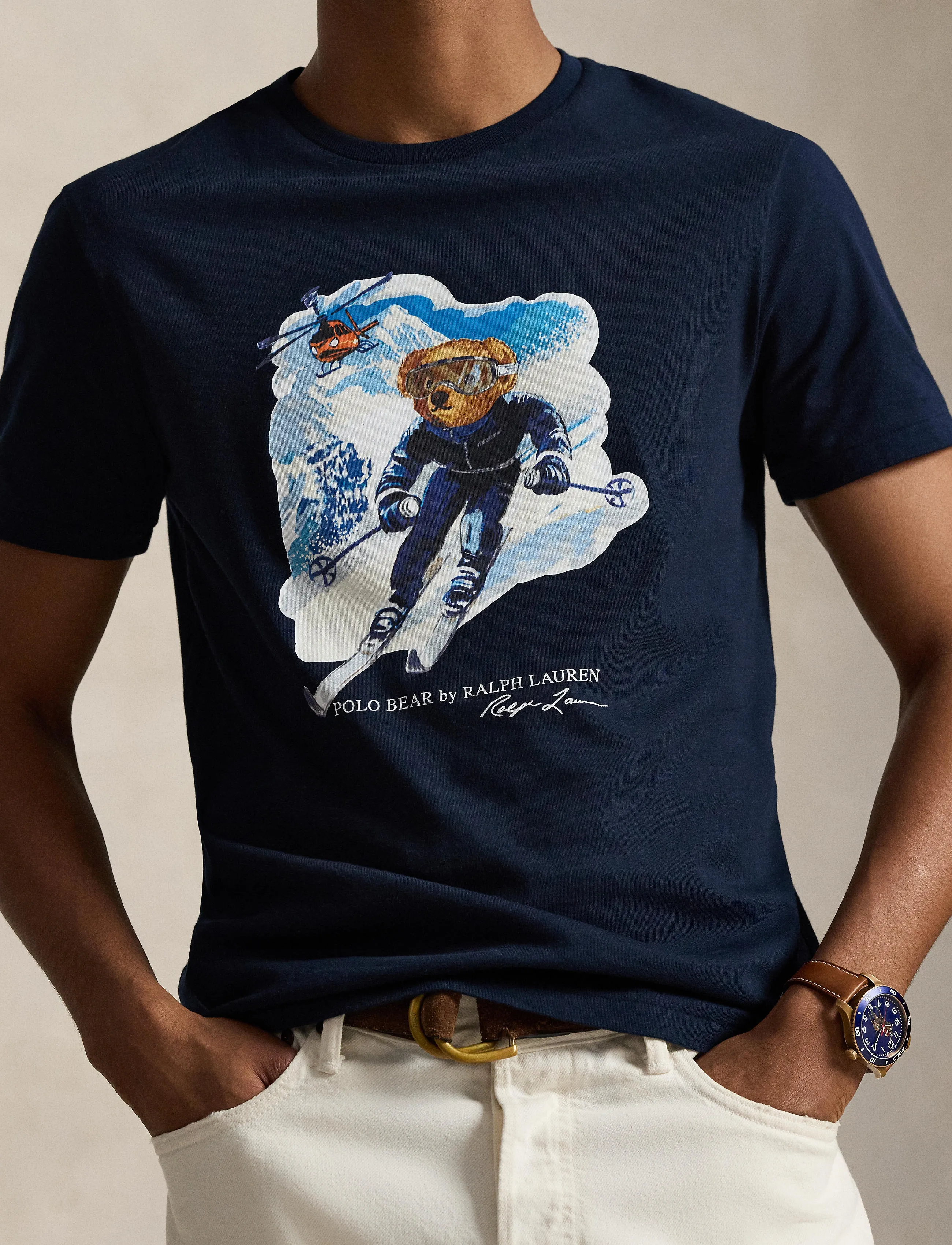 Polo Ralph Lauren - Custom Slim Fit Polo Bear T-Shirt - marškinėliai trumpomis rankovėmis - worth navy/active - 4