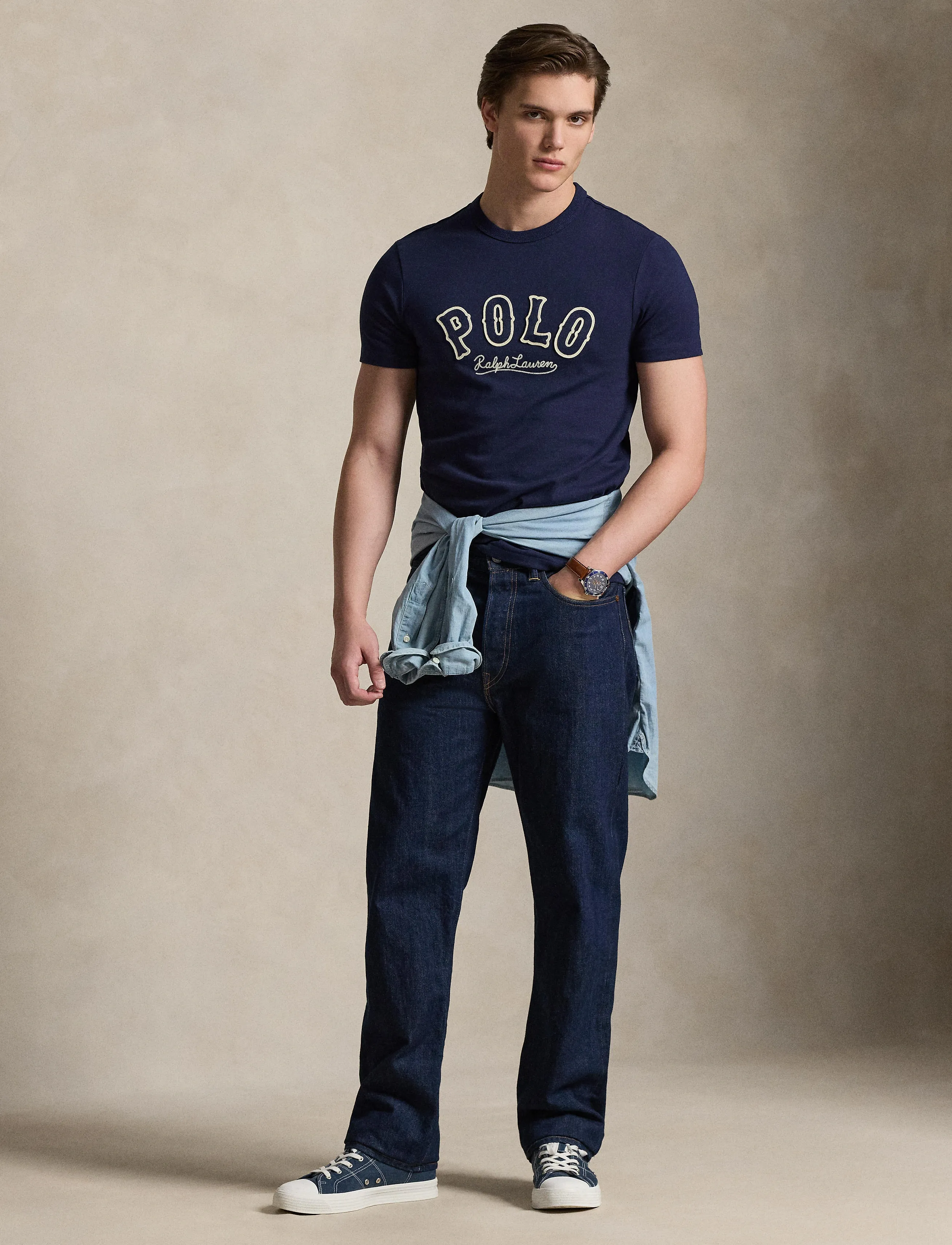 Polo Ralph Lauren Custom Slim Fit Western-Logo T-Shirt - Autumn deals - CRUISE NAVY / navy