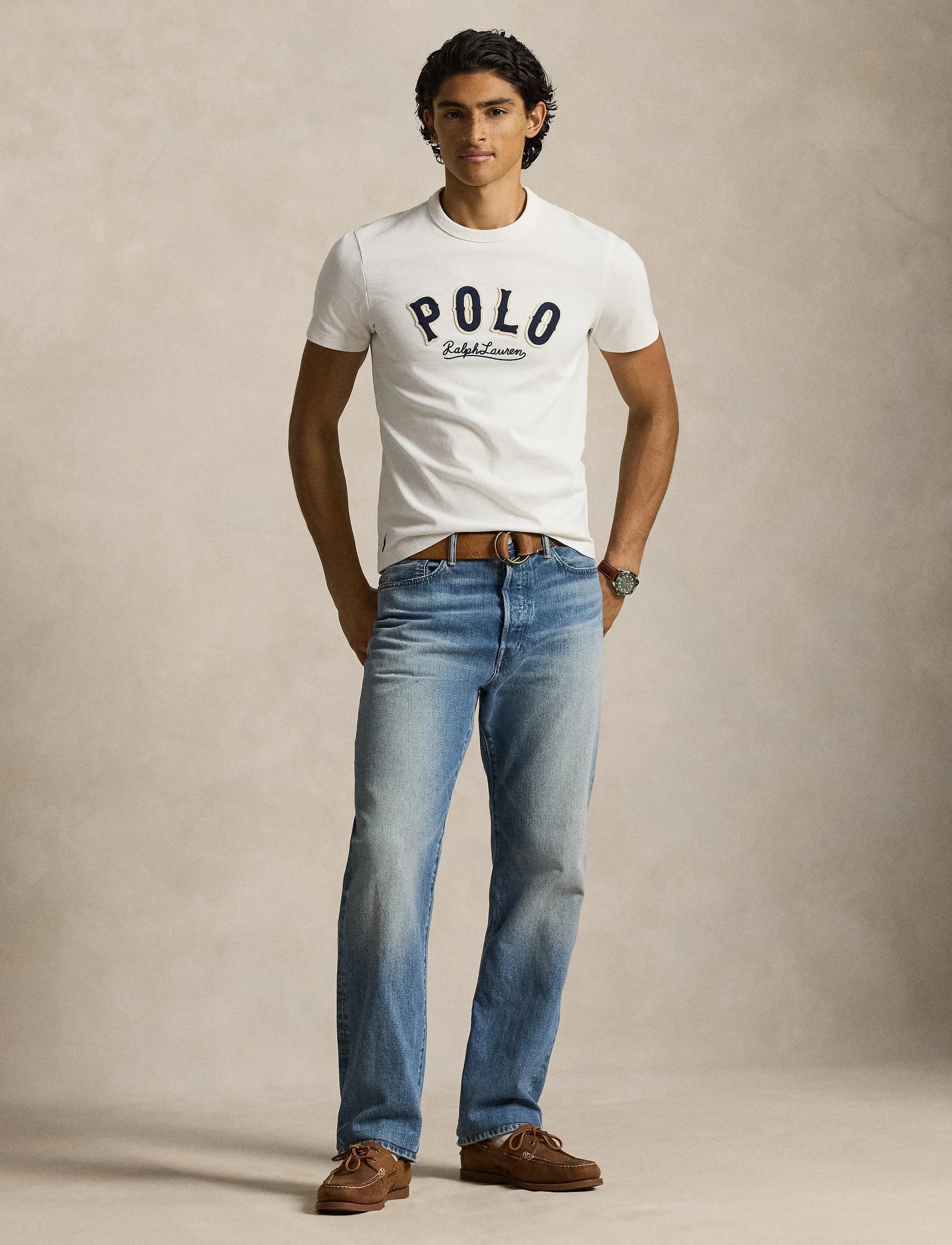 Polo Ralph Lauren 10/1 JERSEY-KNT-T-SHIRT - T-shirts à manches courtes - DECKWASH WHITE / cream