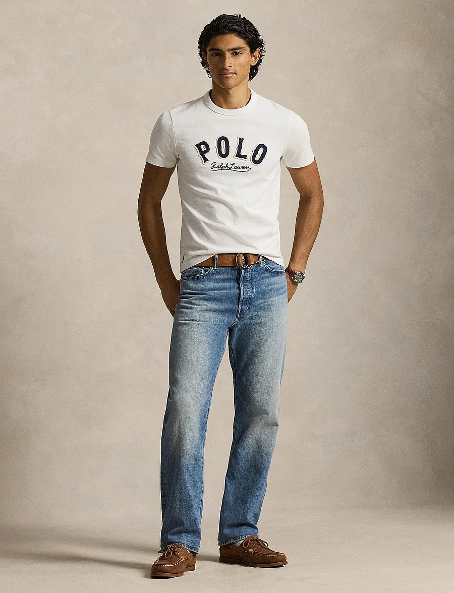 Polo Ralph Lauren - Custom Slim Fit Western-Logo T-Shirt - kurzärmelige t-shirts - deckwash white - 0