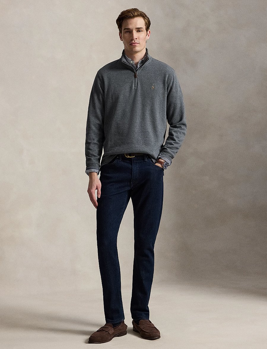 Polo Ralph Lauren - 40/1 DBL KNIT JACQ-KNT-PULLOVER - pullover mit halbem reißverschluss - barclay heather - 0