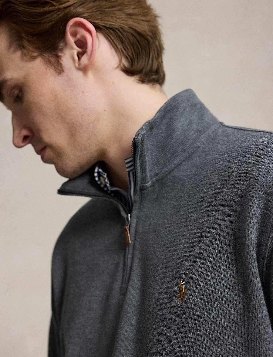 Polo Ralph Lauren - 40/1 DBL KNIT JACQ-KNT-PULLOVER - pullover mit halbem reißverschluss - barclay heather - 5