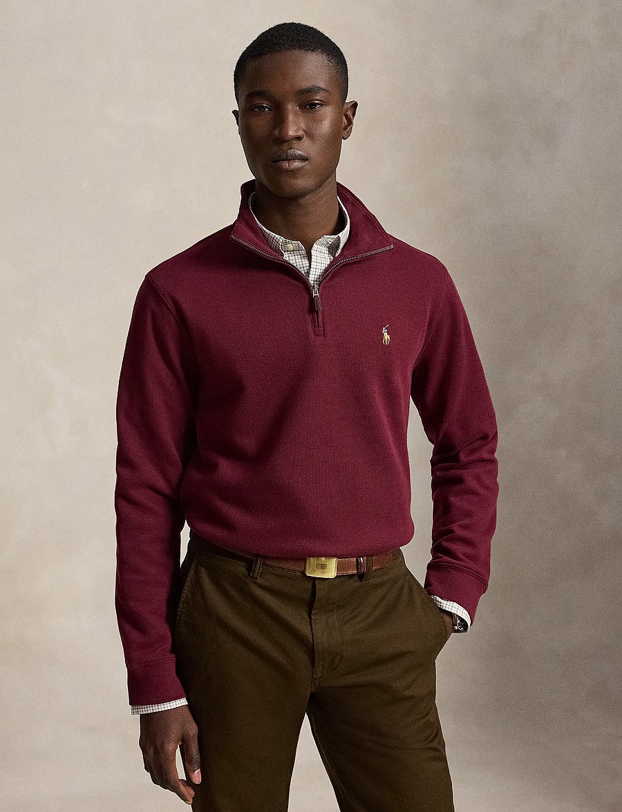 Polo Ralph Lauren - 40/1 DBL KNIT JACQ-KNT-PULLOVER - pullover mit halbem reißverschluss - classic wine - 0