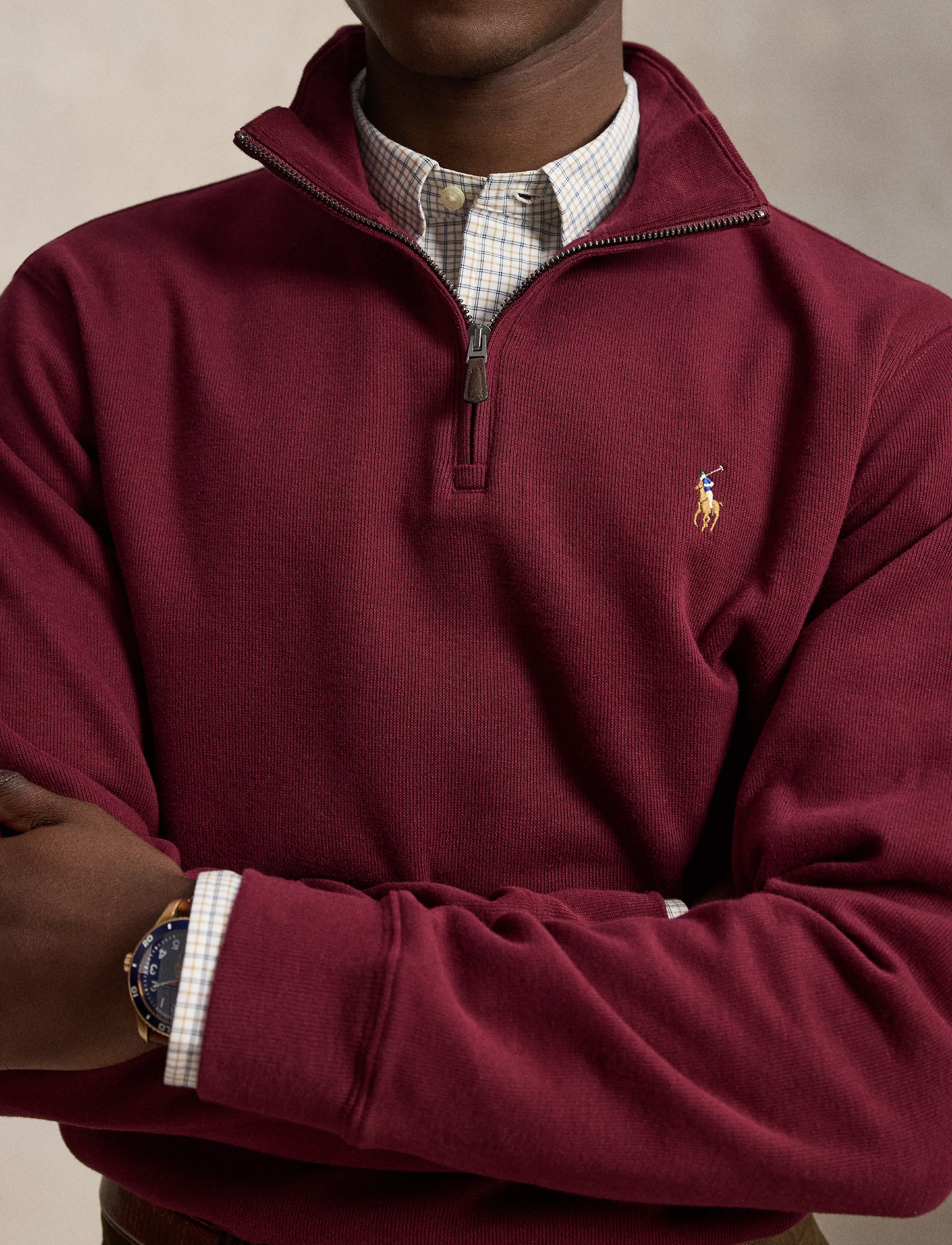 Polo Ralph Lauren - 40/1 DBL KNIT JACQ-KNT-PULLOVER - pullover mit halbem reißverschluss - classic wine - 4