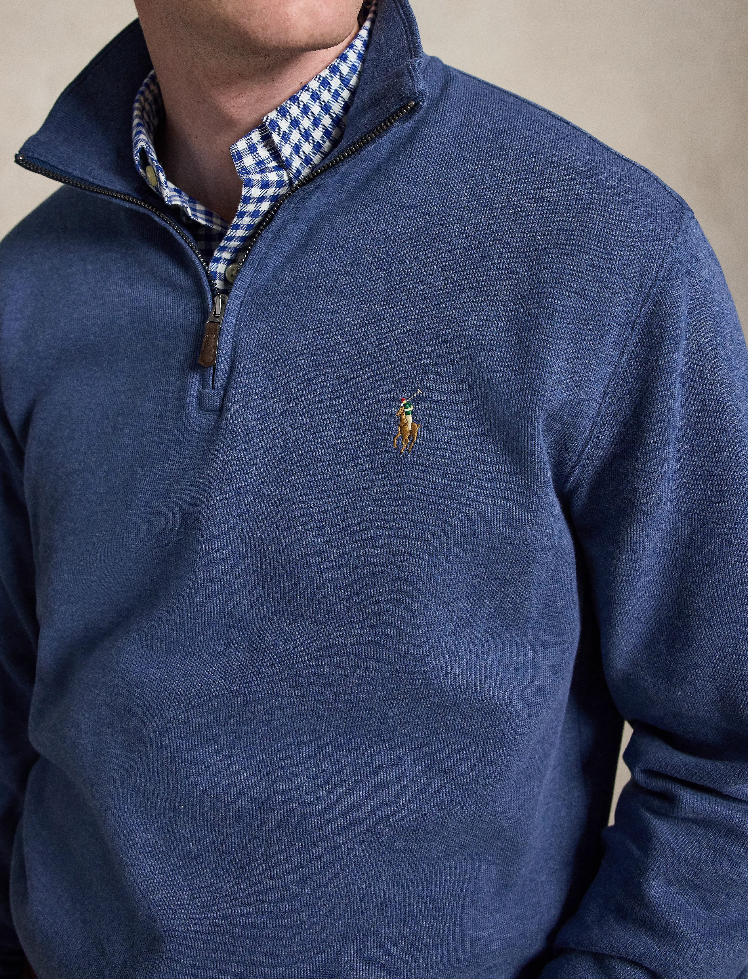 Polo Ralph Lauren - 40/1 DBL KNIT JACQ-KNT-PULLOVER - pullover mit halbem reißverschluss - derby blue heathe - 4