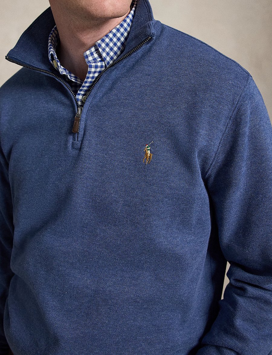 Polo Ralph Lauren - 40/1 DBL KNIT JACQ-KNT-PULLOVER - pullover mit halbem reißverschluss - derby blue heathe - 4