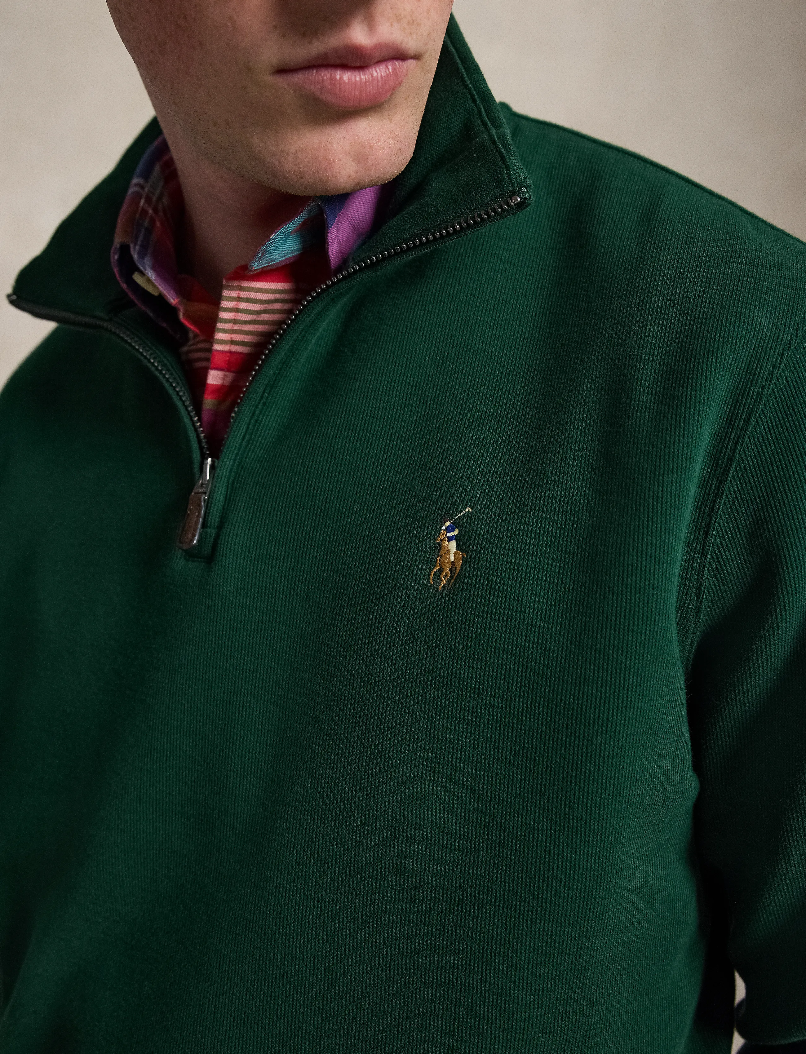 Polo Ralph Lauren - 40/1 DBL KNIT JACQ-KNT-PULLOVER - pullover mit halbem reißverschluss - moss agate - 5