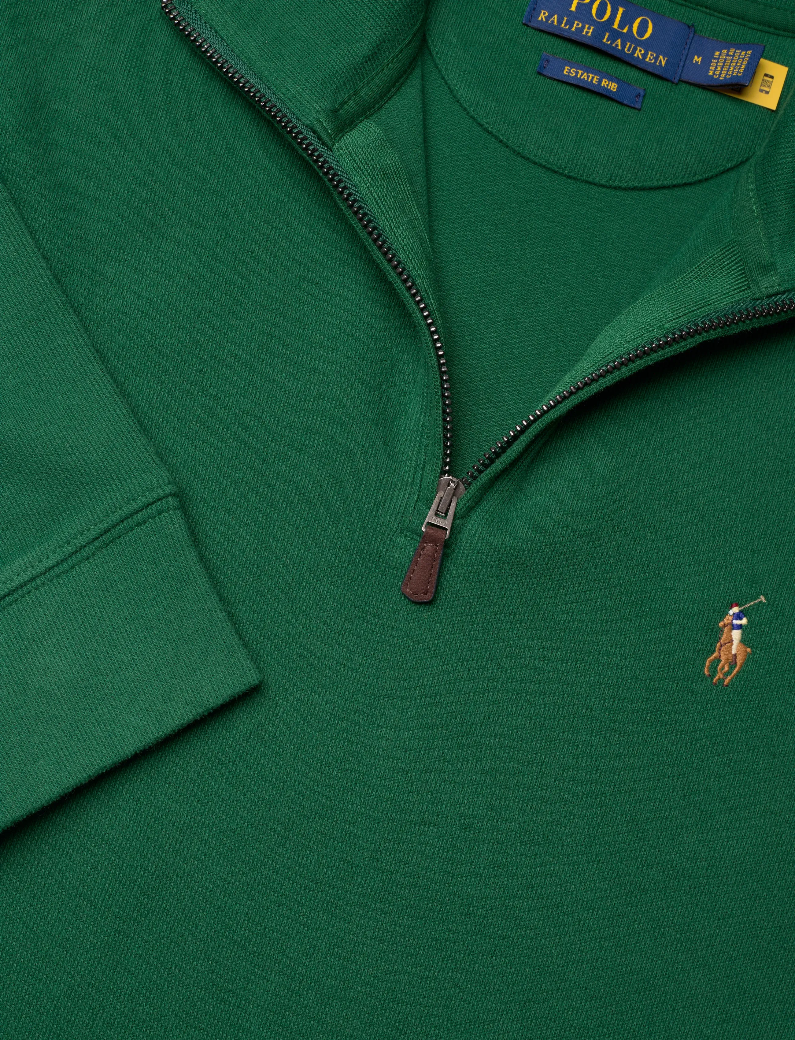 Polo Ralph Lauren - Estate-Rib Quarter-Zip Pullover - half zip jumpers - new forest - 2