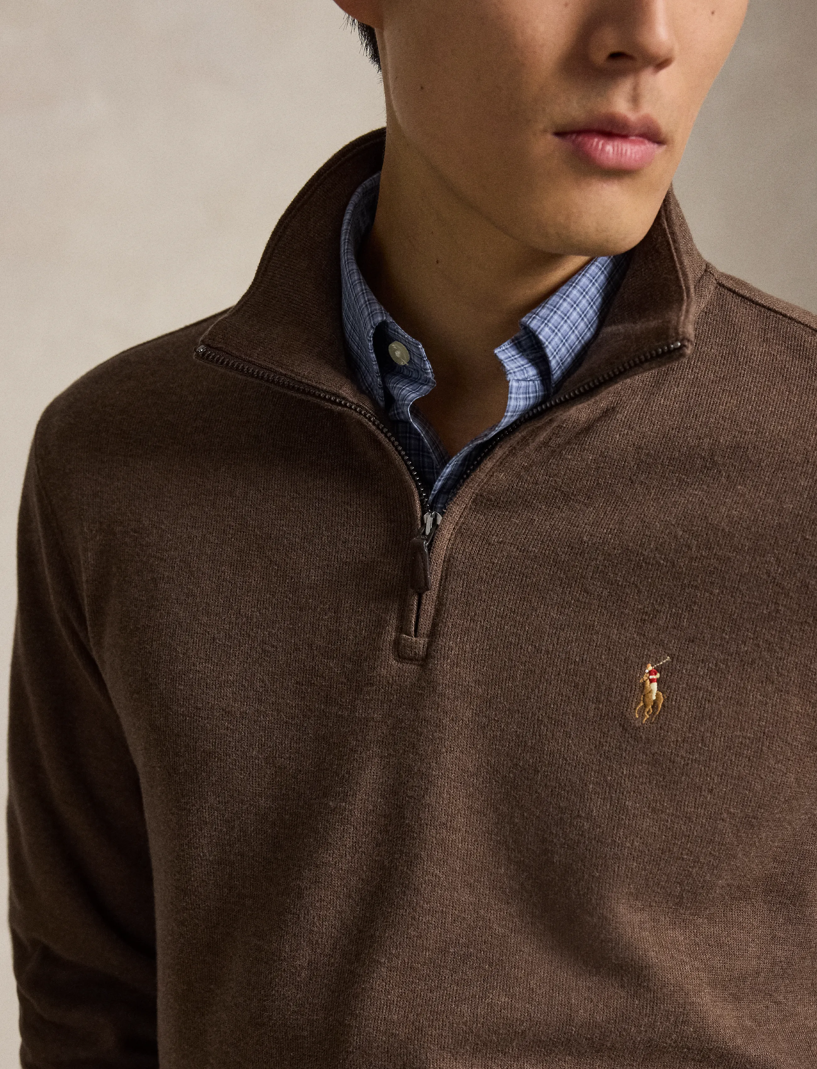 Polo Ralph Lauren - 40/1 DBL KNIT JACQ-KNT-PULLOVER - pullover mit halbem reißverschluss - nutmeg brown heat - 4