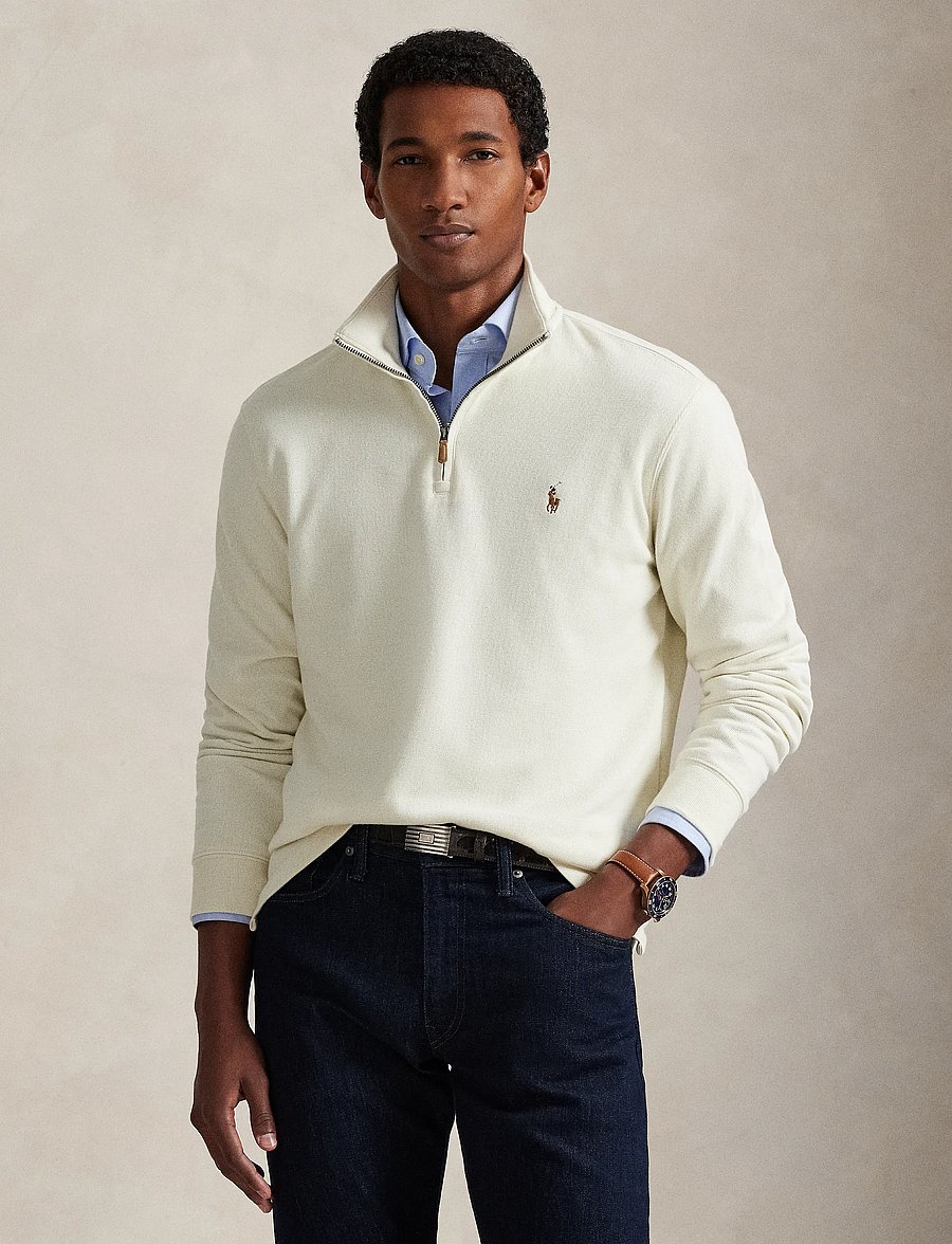 Polo Ralph Lauren - 40/1 DBL KNIT JACQ-KNT-PULLOVER - tõmblukk-kaelusega džemprid - parchment cream - 0