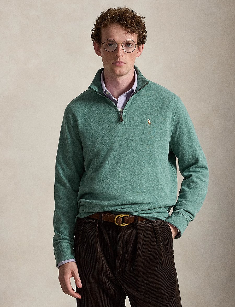 Polo Ralph Lauren - 40/1 DBL KNIT JACQ-KNT-PULLOVER - pullover mit halbem reißverschluss - pine heather - 0