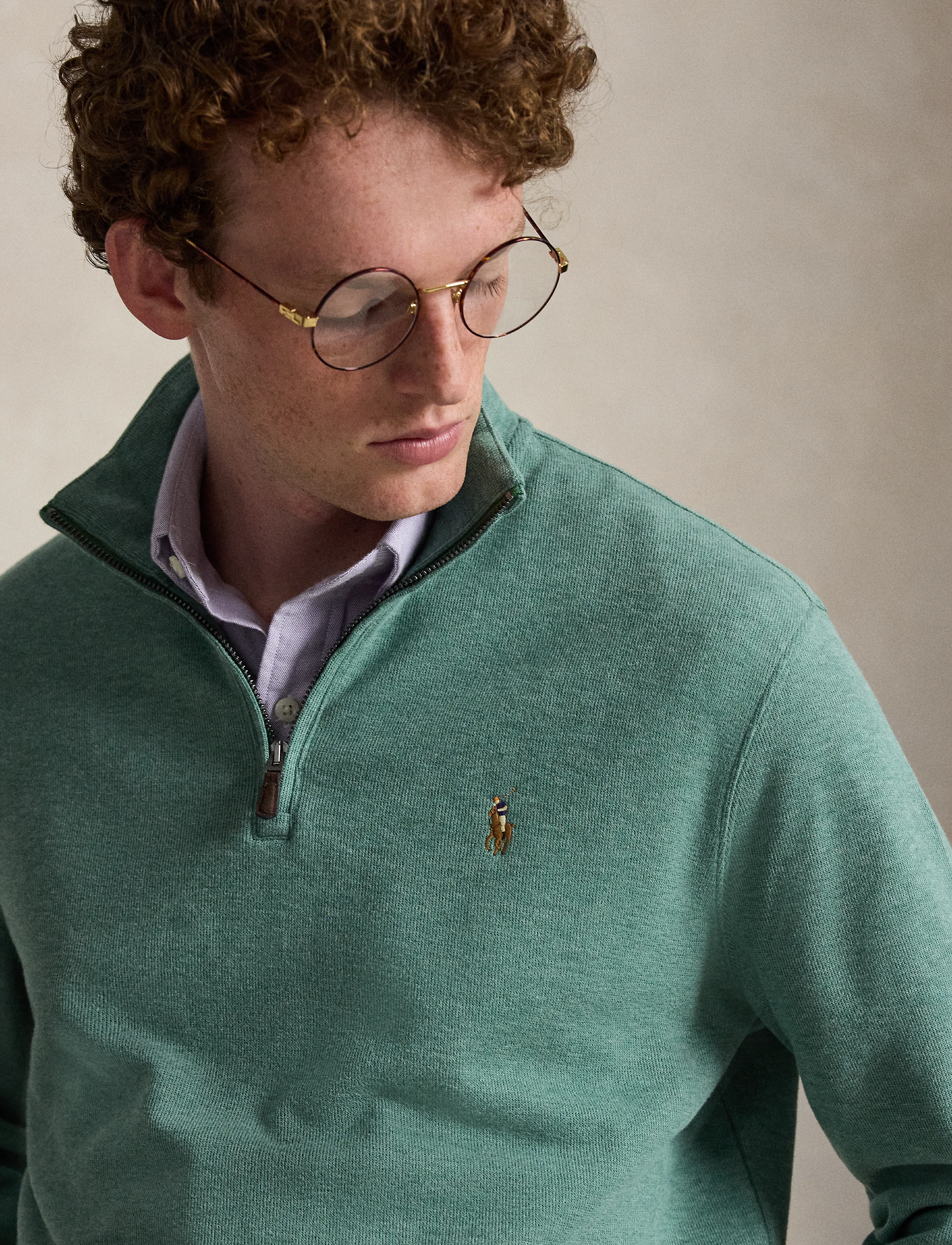 Polo Ralph Lauren - 40/1 DBL KNIT JACQ-KNT-PULLOVER - pullover mit halbem reißverschluss - pine heather - 3