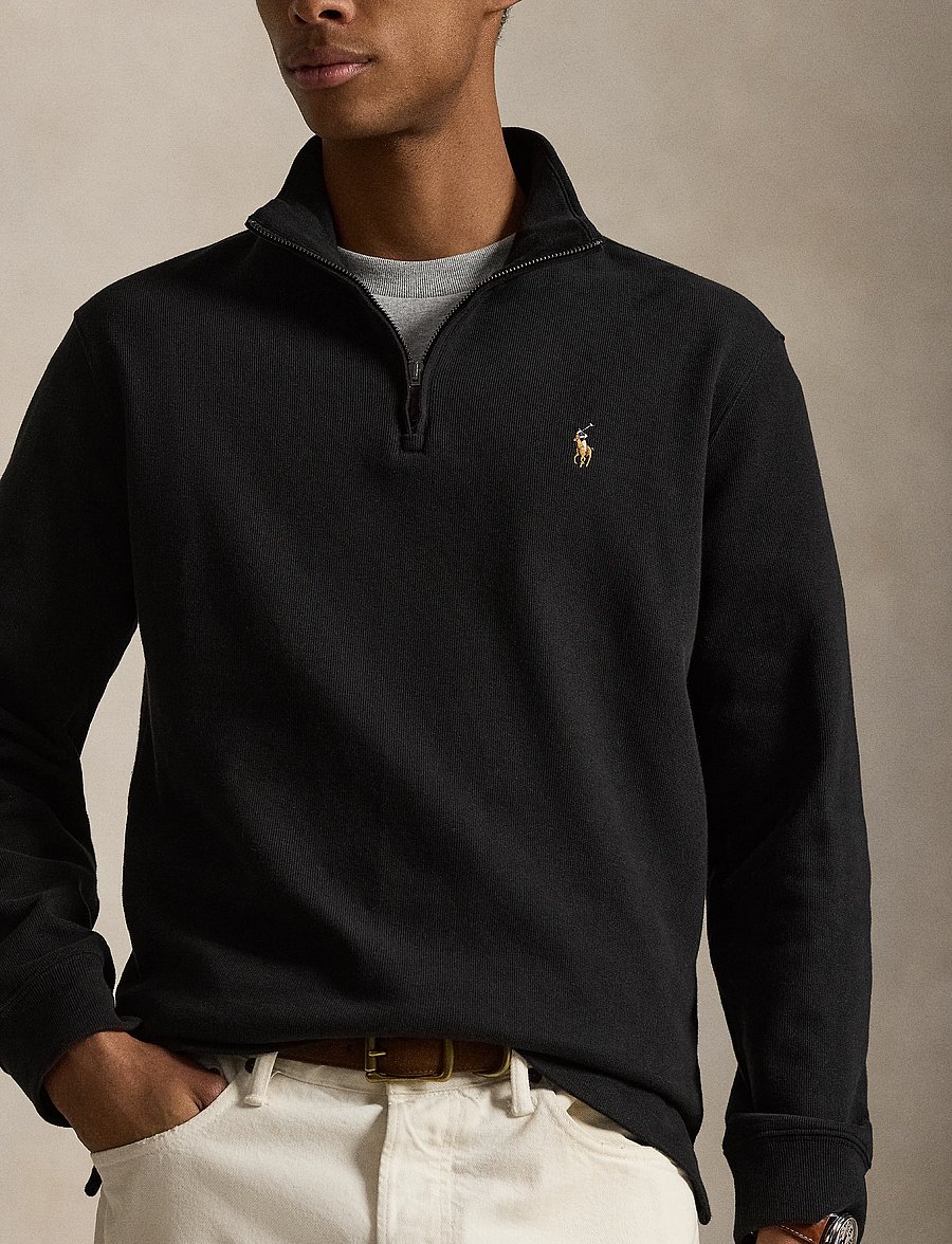 Polo Ralph Lauren - 40/1 DBL KNIT JACQ-KNT-PULLOVER - pullover mit halbem reißverschluss - polo black - 3