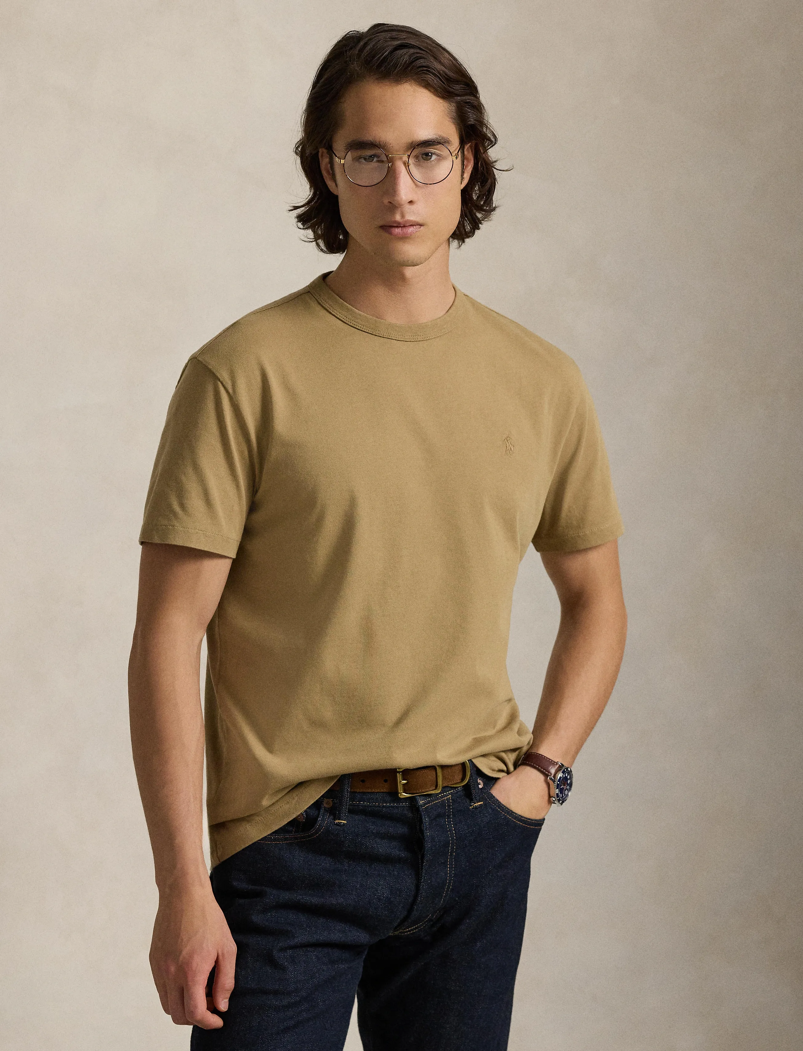 Polo Ralph Lauren - Classic Fit Garment-Dyed Jersey T-Shirt - short-sleeved t-shirts - montana khaki - 3
