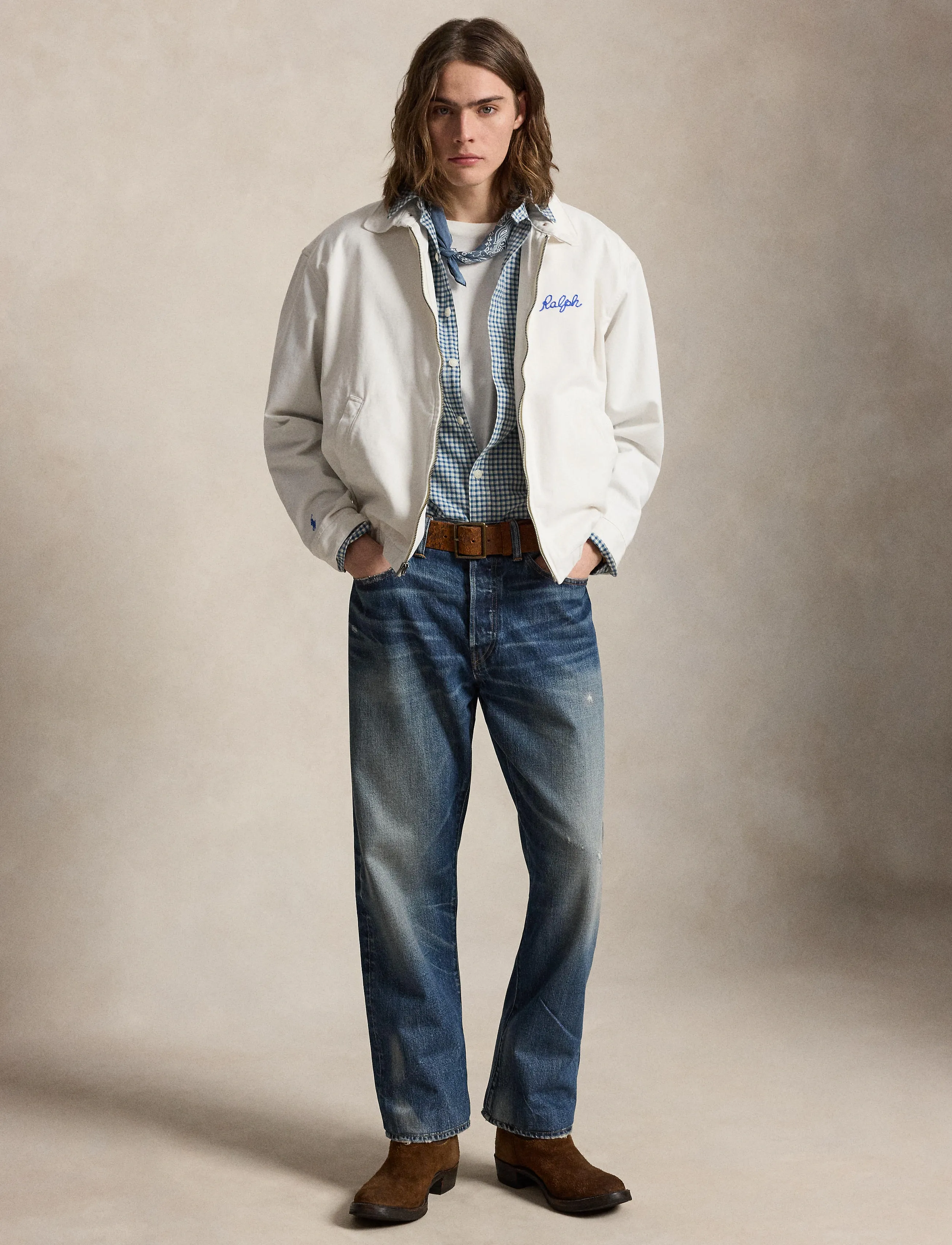 Polo Ralph Lauren The Big Cow-Embroidered Jacket, L, Jackets, Creme - Bomber Männerswear