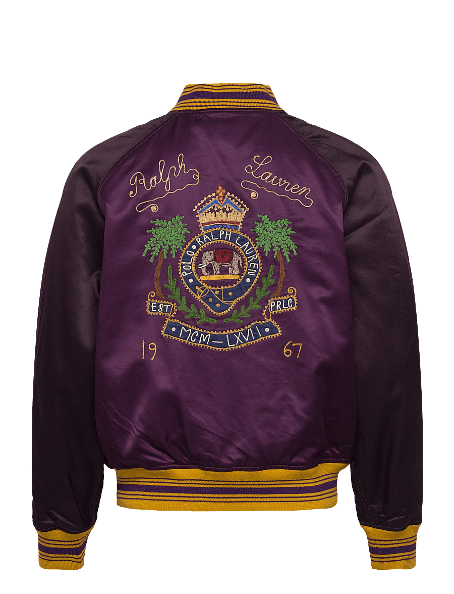 Polo Ralph Lauren - Embroidered Satin Baseball Jacket - kurtki varsity - burgundy rose/sta - 2