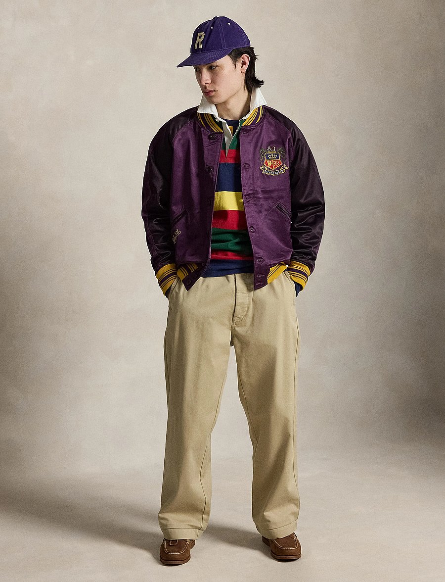 Polo Ralph Lauren - Embroidered Satin Baseball Jacket - kurtki varsity - burgundy rose/sta - 0
