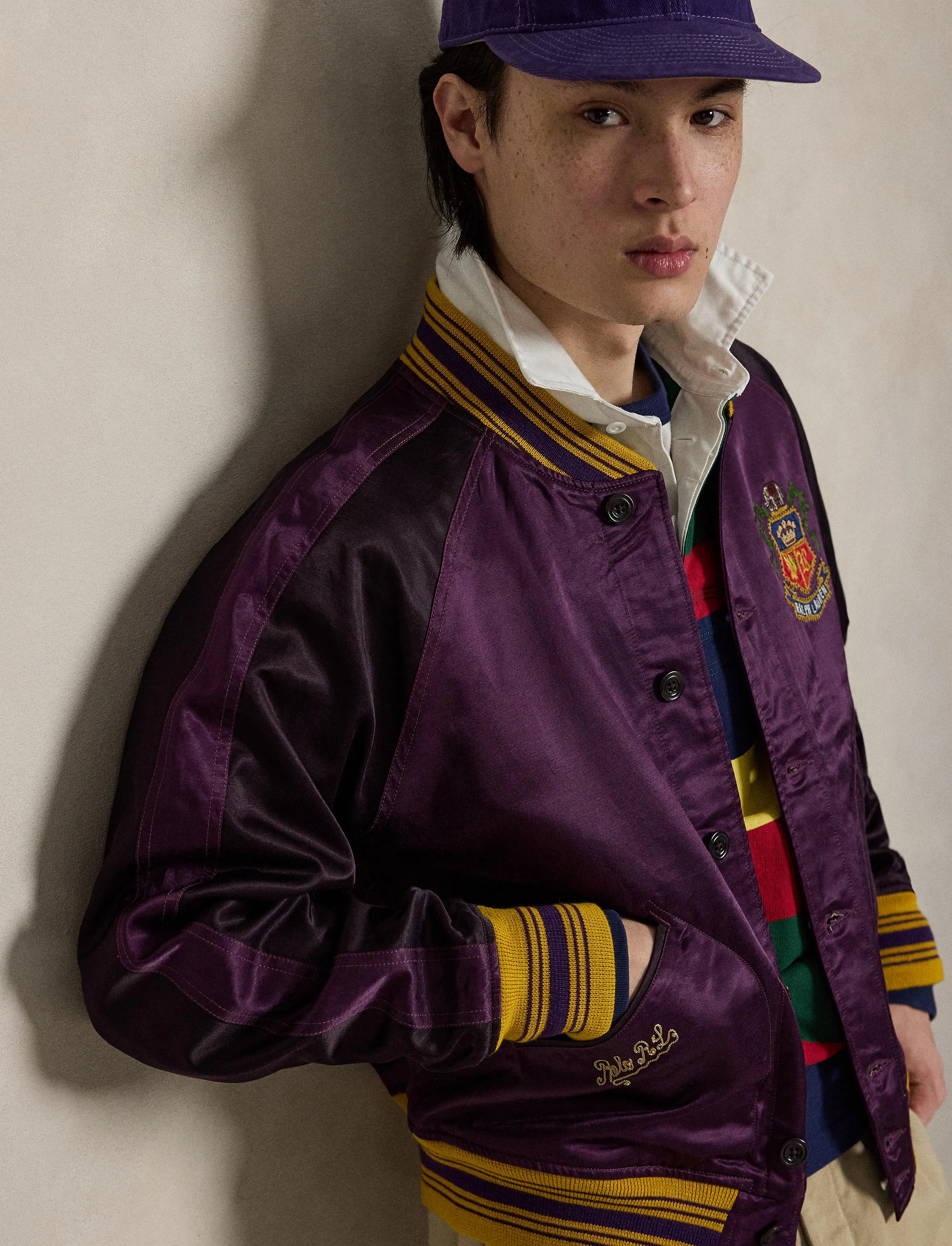 Embroidered Satin Baseball Jacket 3