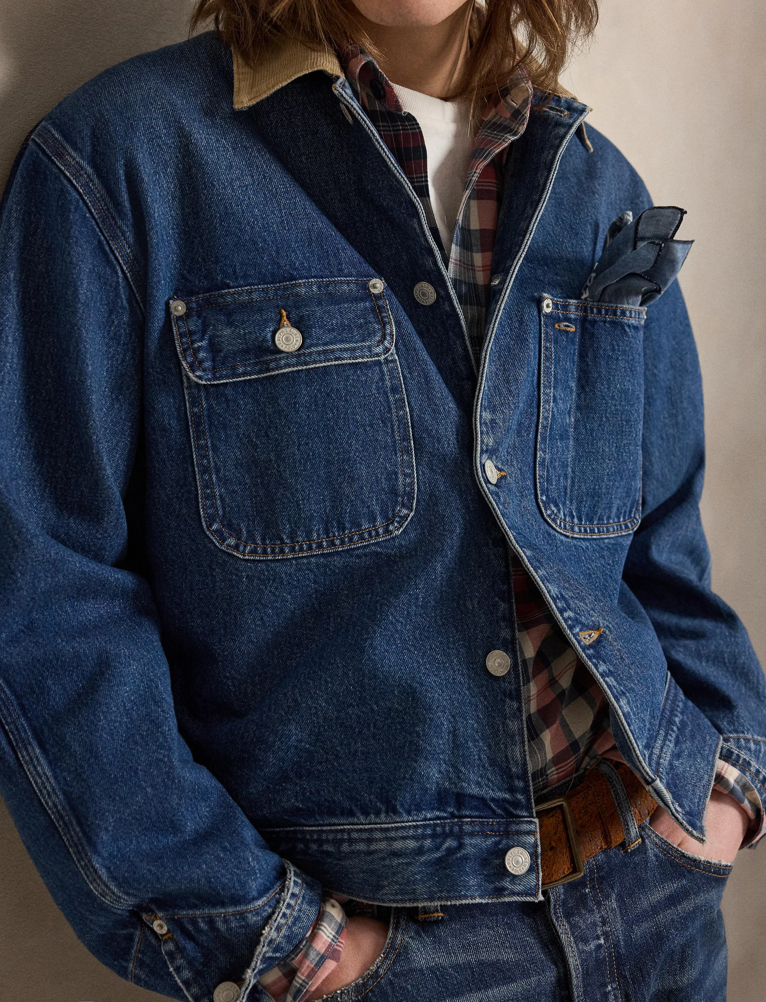 Polo Ralph Lauren - Denim Corduroy-Collar Trucker Jacket - uforede denimjakker - outpost - 4