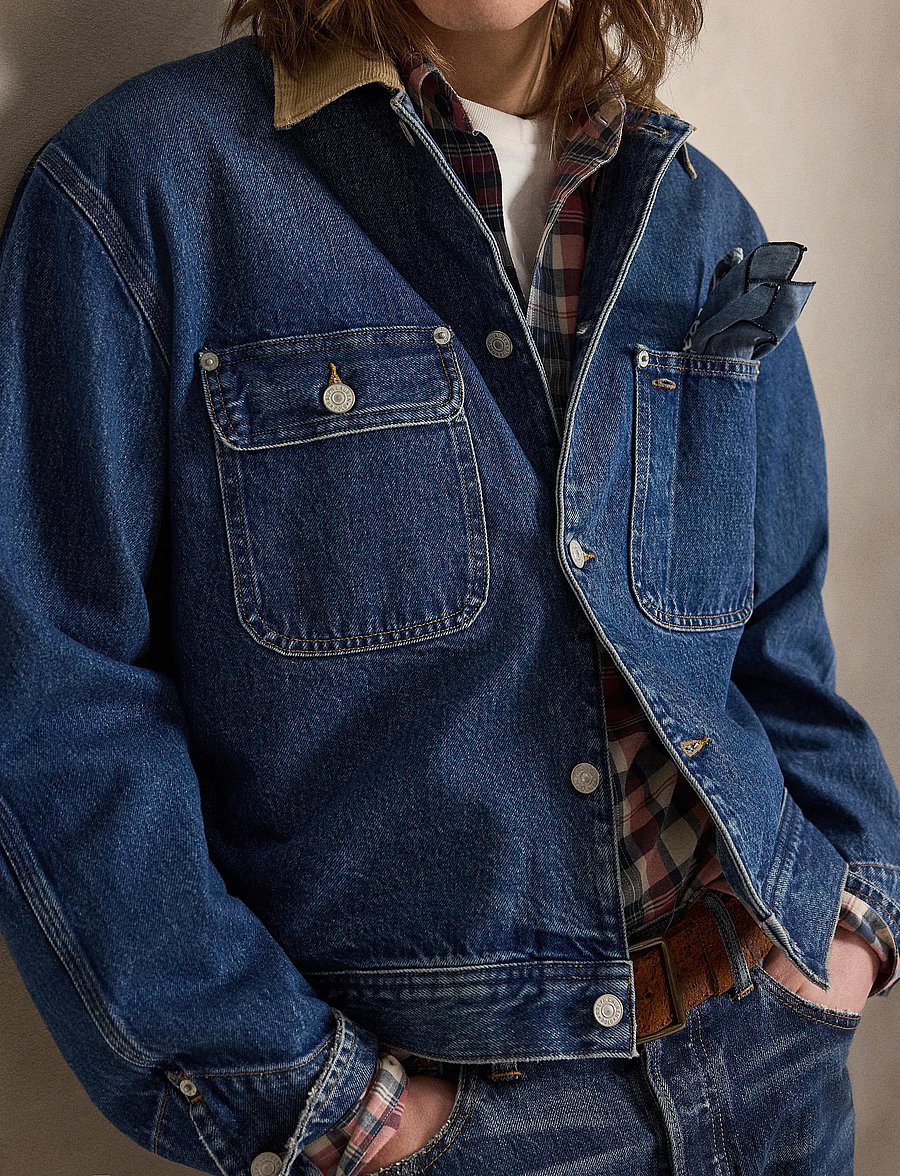 Polo Ralph Lauren - Denim Corduroy-Collar Trucker Jacket - uforede denimjakker - outpost - 4