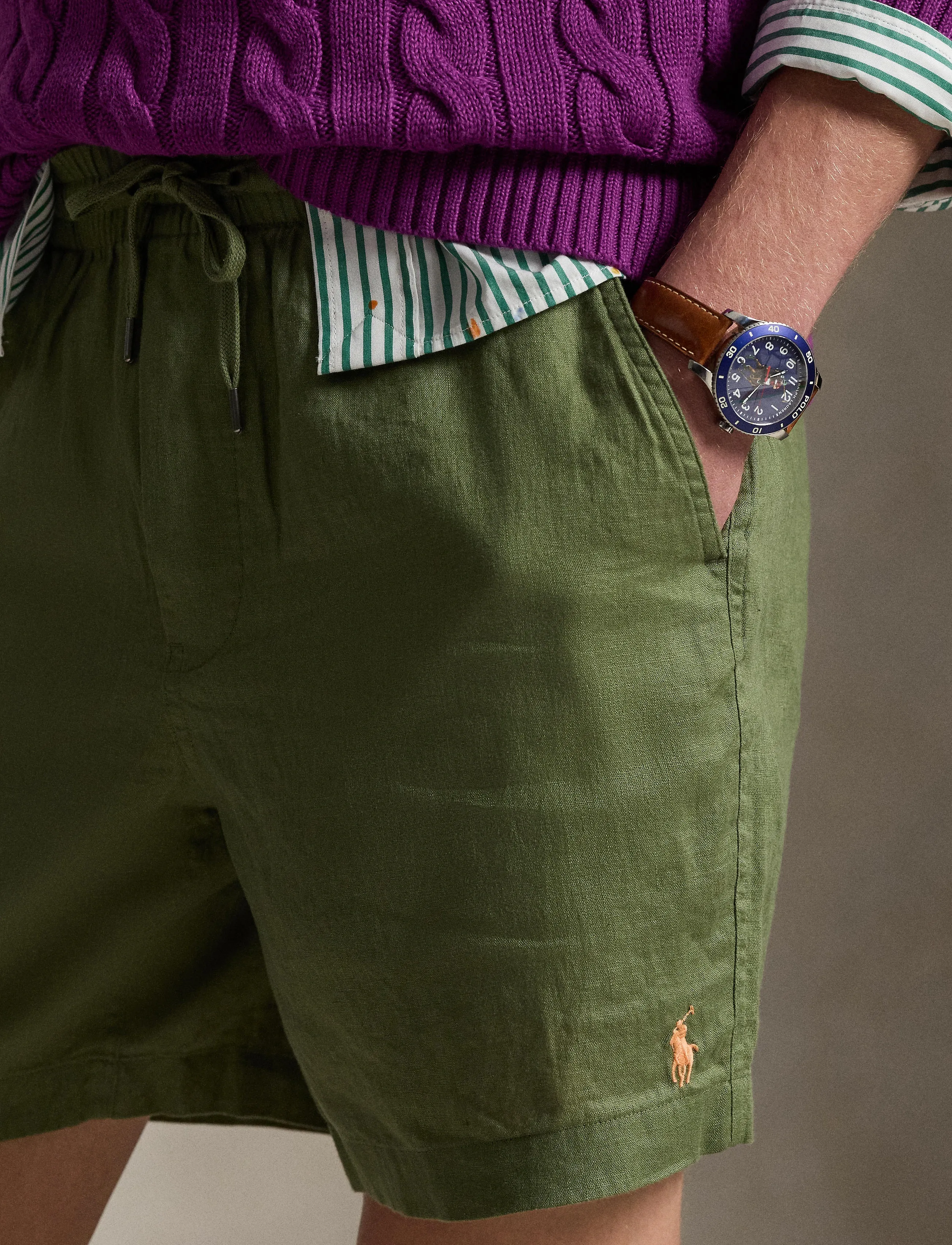 Polo Ralph Lauren - 6-Inch Polo Prepster Linen Short - leinen-shorts - garden trail - 5