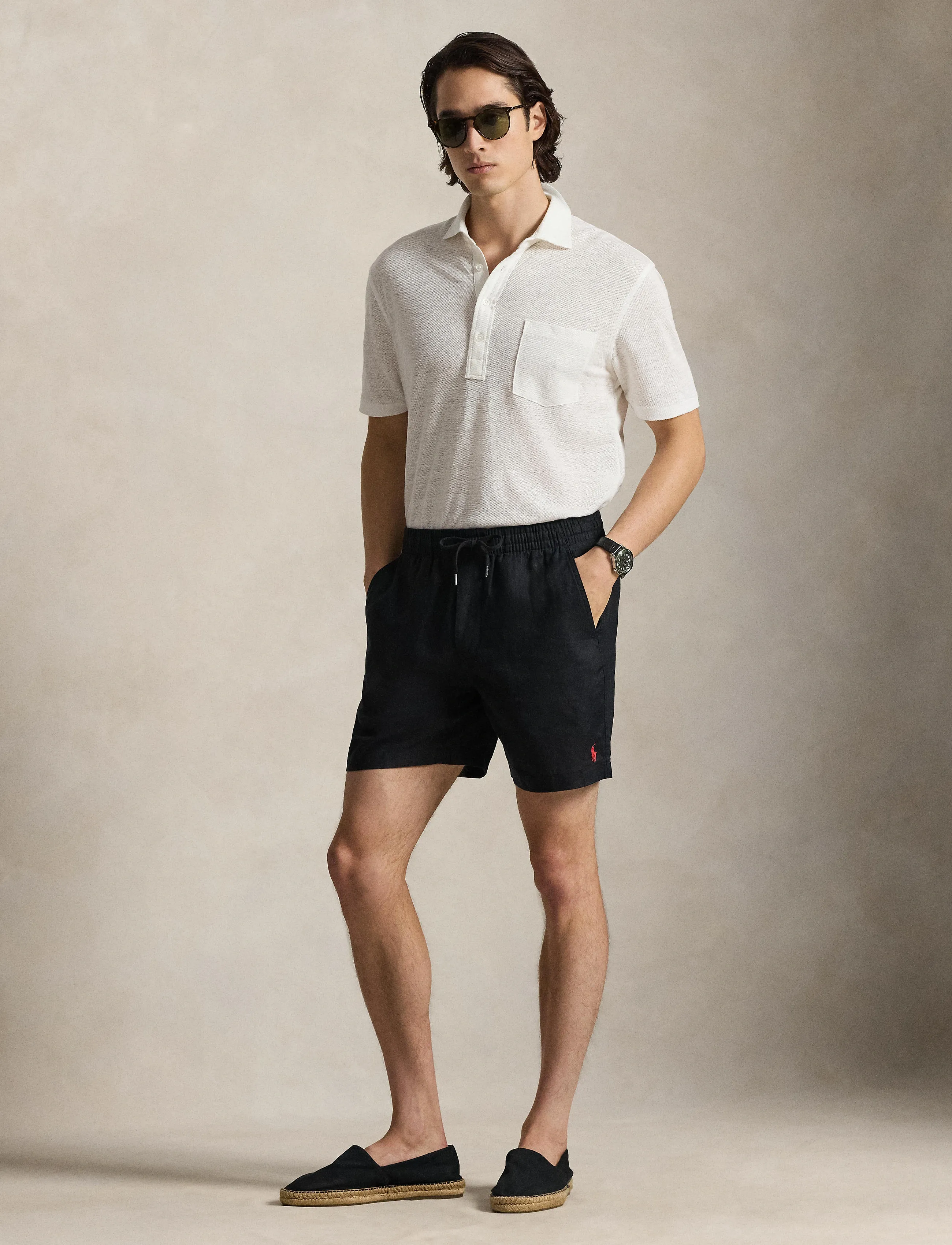 Polo Ralph Lauren - 6-Inch Polo Prepster Linen Short - hørshorts - polo black - 3