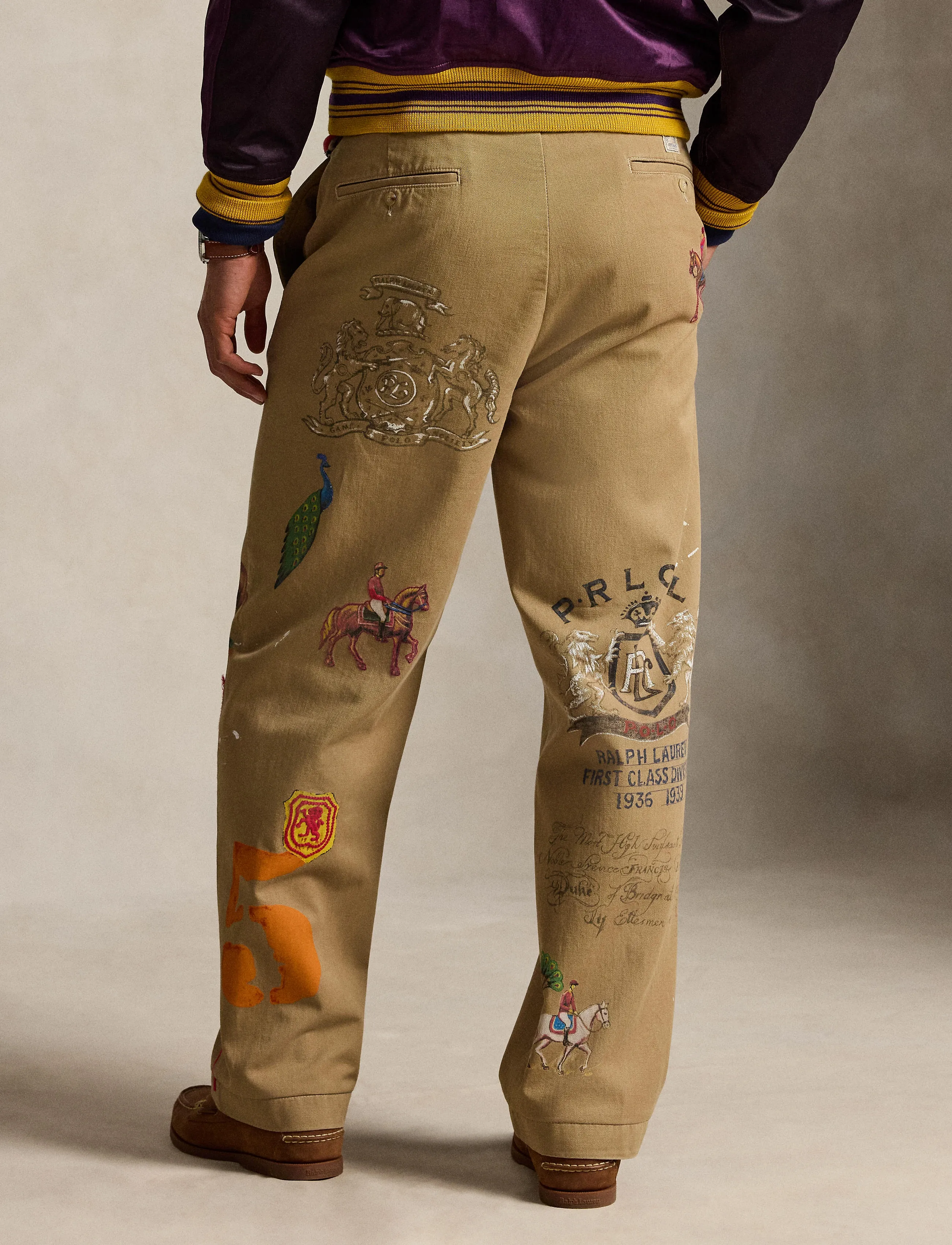 Polo Ralph Lauren Limited Edition Burroughs Big Fit Pant, Mænd, Grafiske Bukser Med Stor Pasform, Brun, Str: 30 x 32