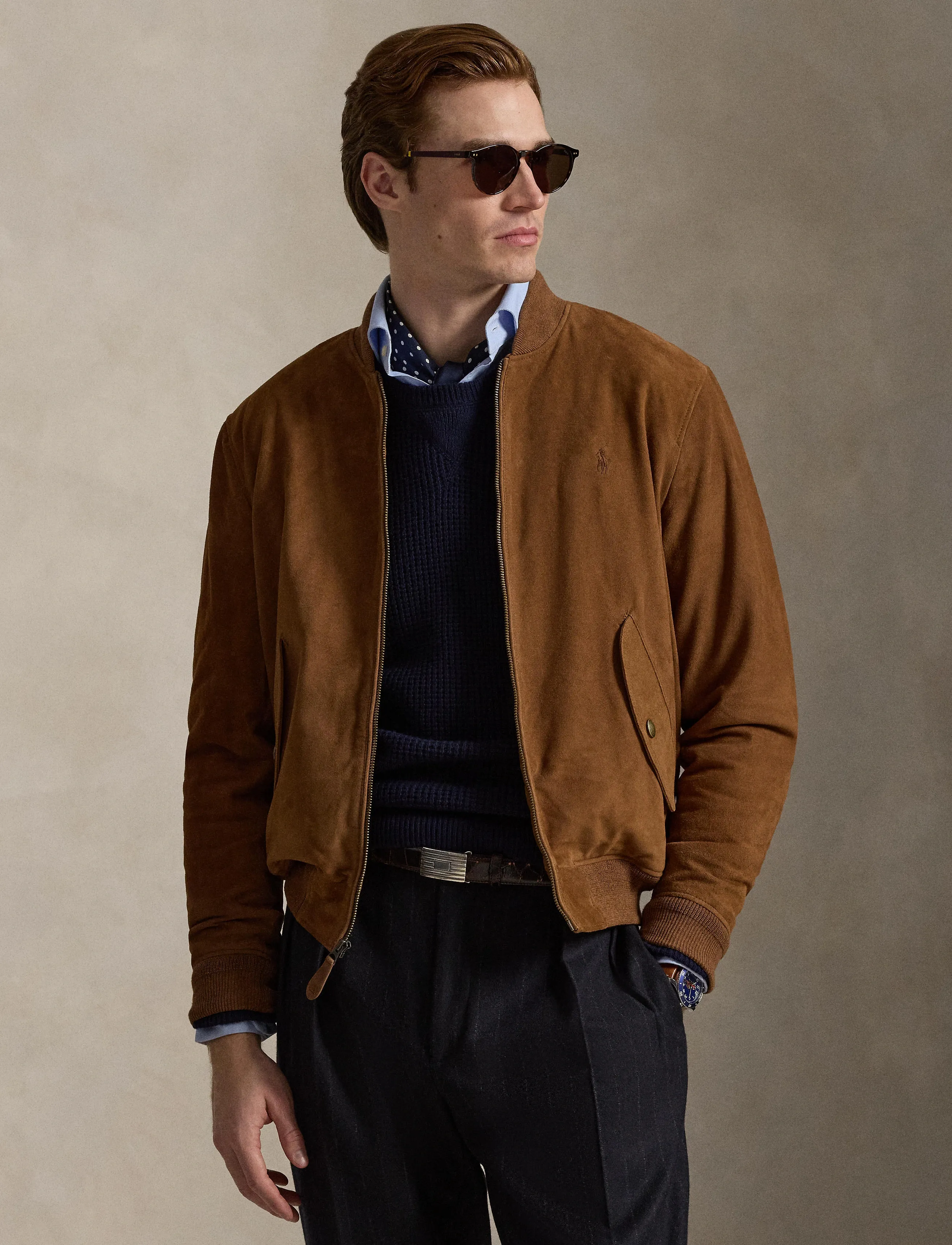 Polo Ralph Lauren Suede Flight Jacket - Outerwear - COUNTRY BROWN / brown