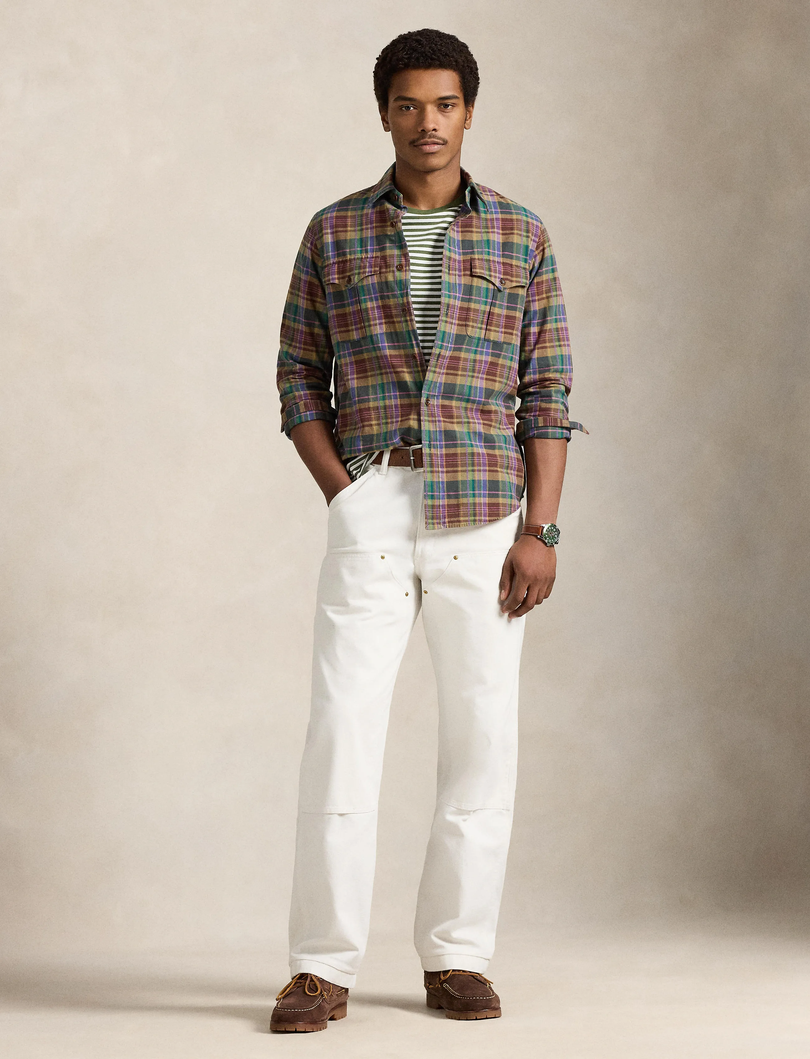 Polo Ralph Lauren Classic Fit Madras Shirt, Mænd, Madras Skjorte, Grøn, Str: L