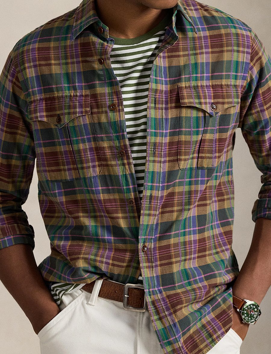 Polo Ralph Lauren - Classic Fit Madras Shirt - koszule w kratkę - 7097 brown purple - 4