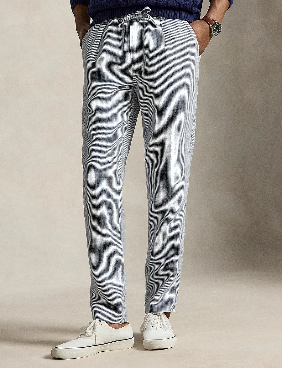 Polo Ralph Lauren - Lateef Slim Tapered Fit Linen Pant - leinenhosen - navy micro stripe - 0
