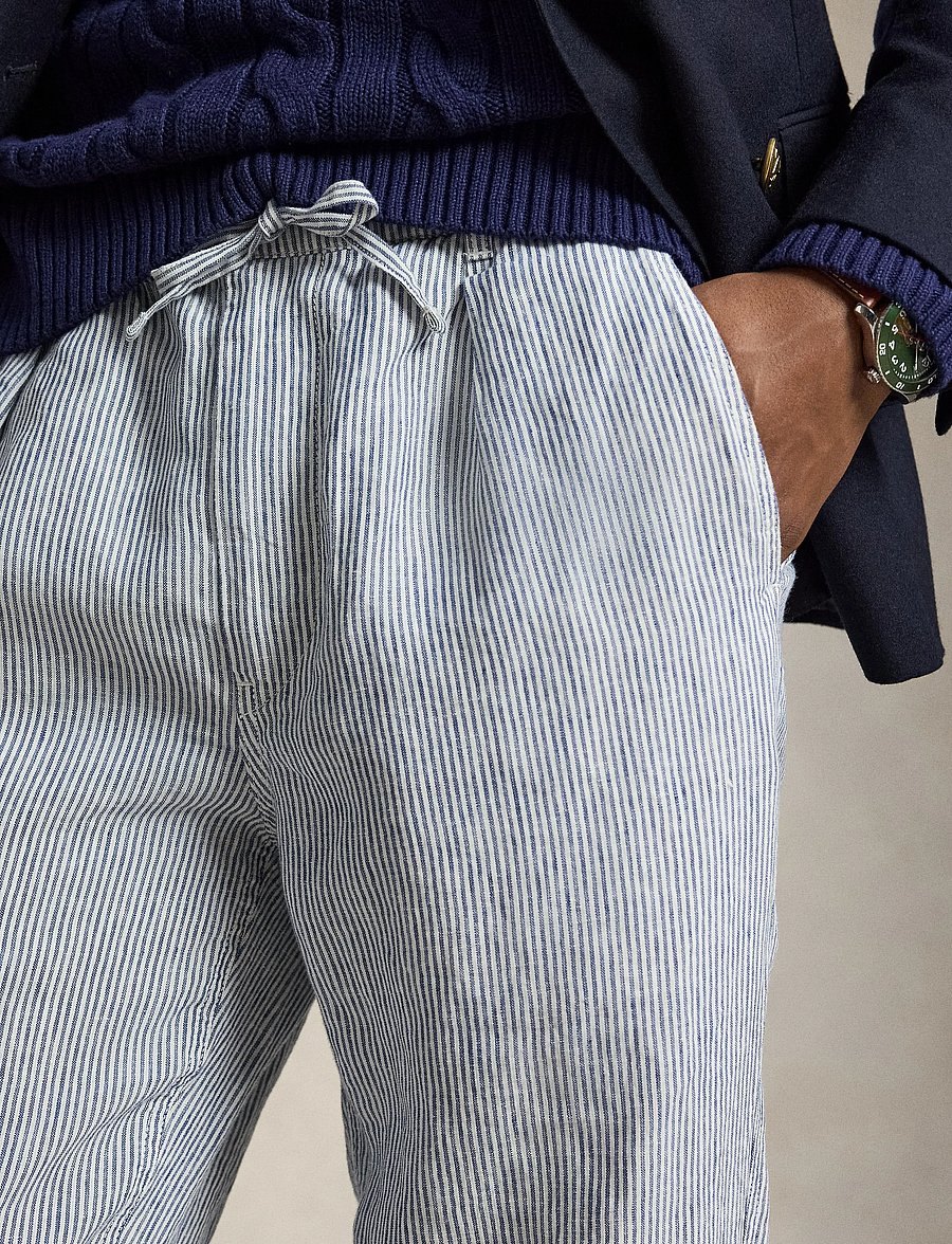 Polo Ralph Lauren - Lateef Slim Tapered Fit Linen Pant - leinenhosen - navy micro stripe - 4