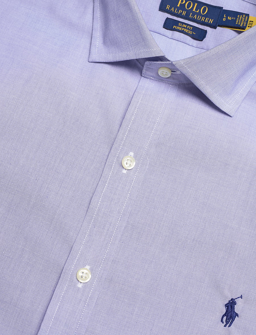 Polo Ralph Lauren - PUREPRESS NS POPLIN-SLIM ESTATE PPC - randiga skjortor - 3210a light blue/ - 3