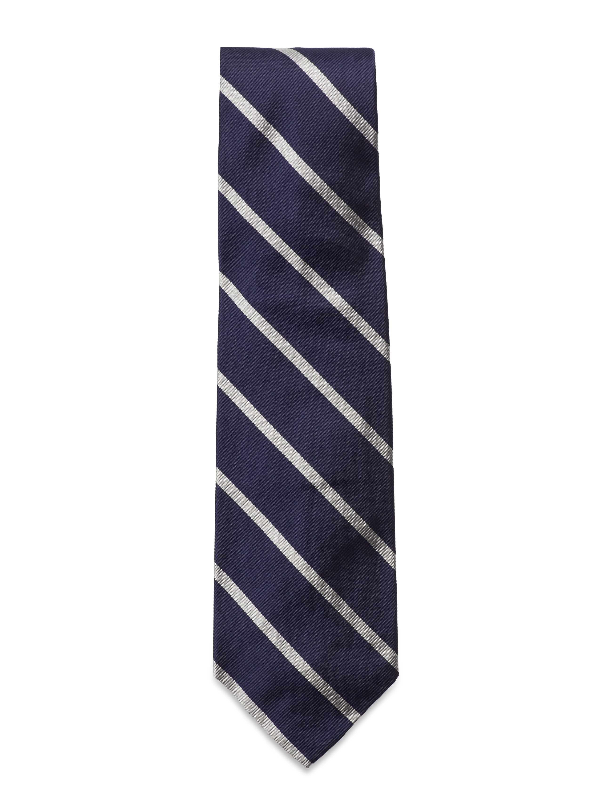 Striped Silk Repp Tie - NAVY/WHITE