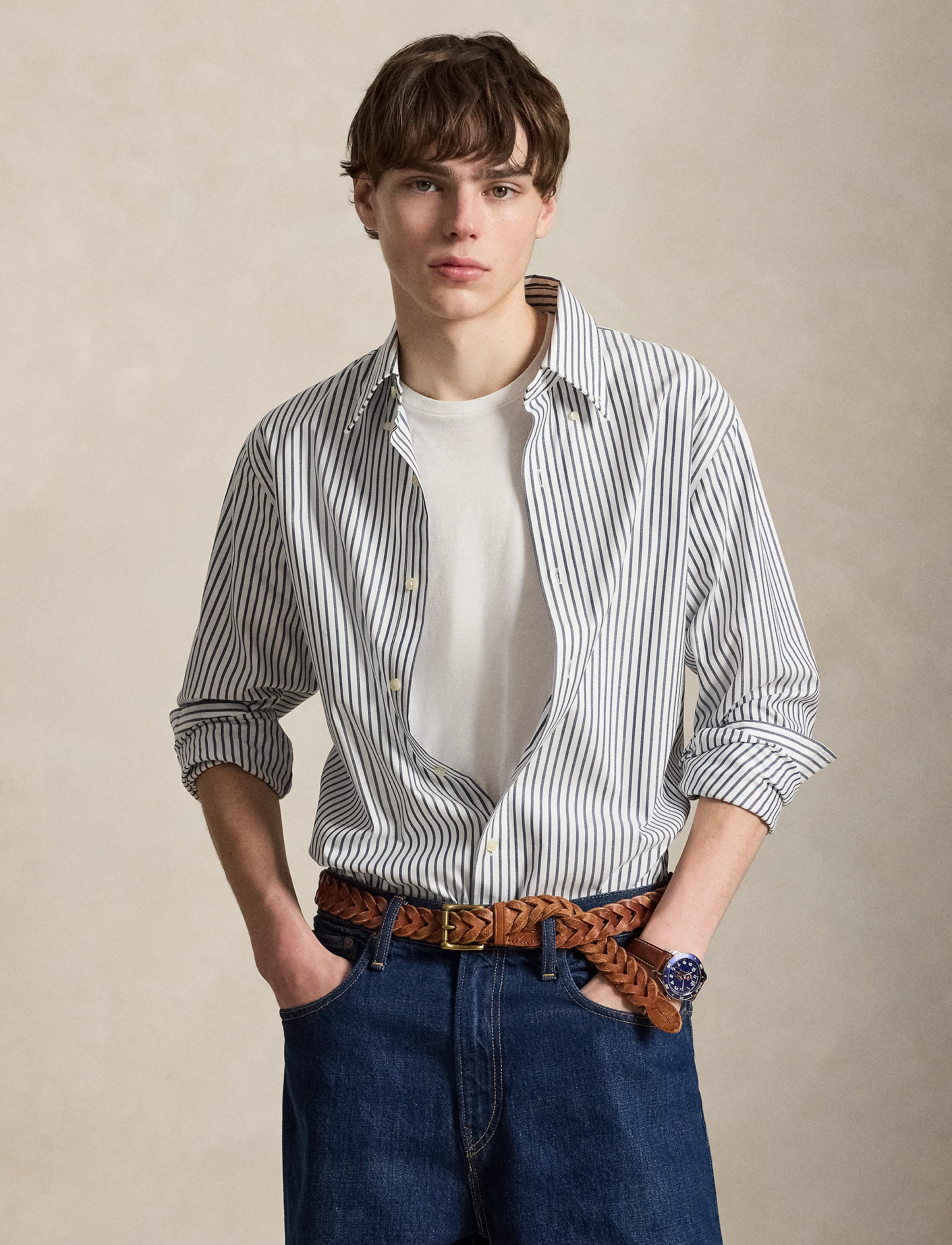 Polo Ralph Lauren Custom Fit Striped Pinpoint Oxford Shirt - Kläder - 5051A BLUE/WHITE / blue