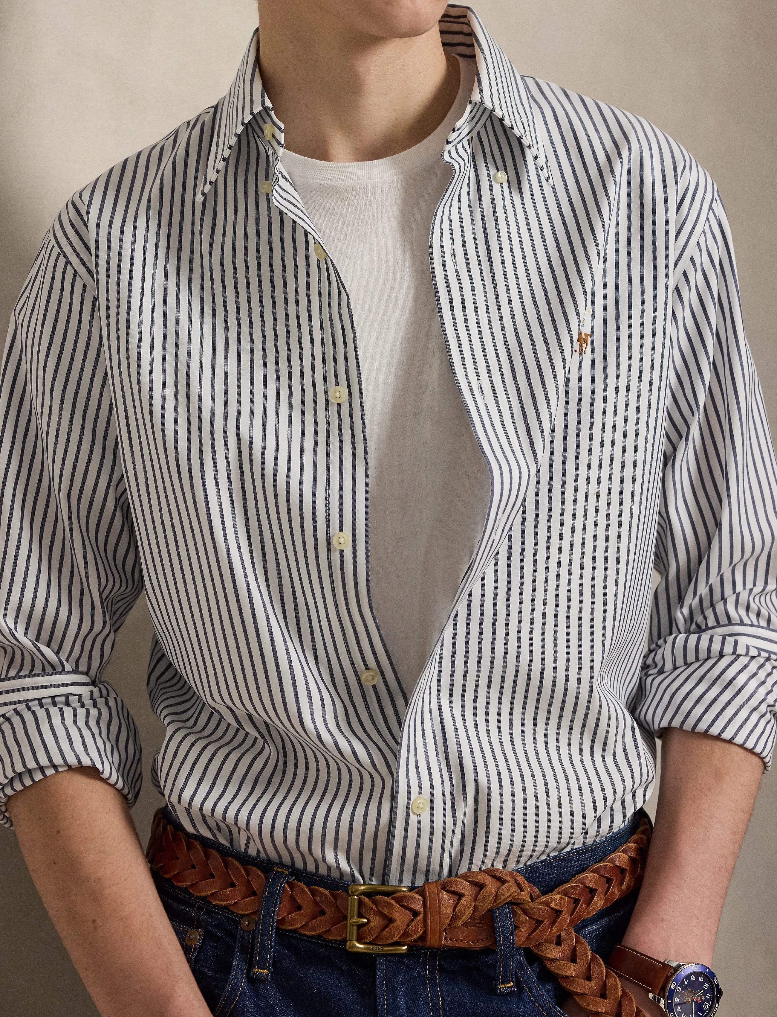 Polo Ralph Lauren Custom Fit Striped Pinpoint Oxford Shirt oxfordskjortor herr – bild 5
