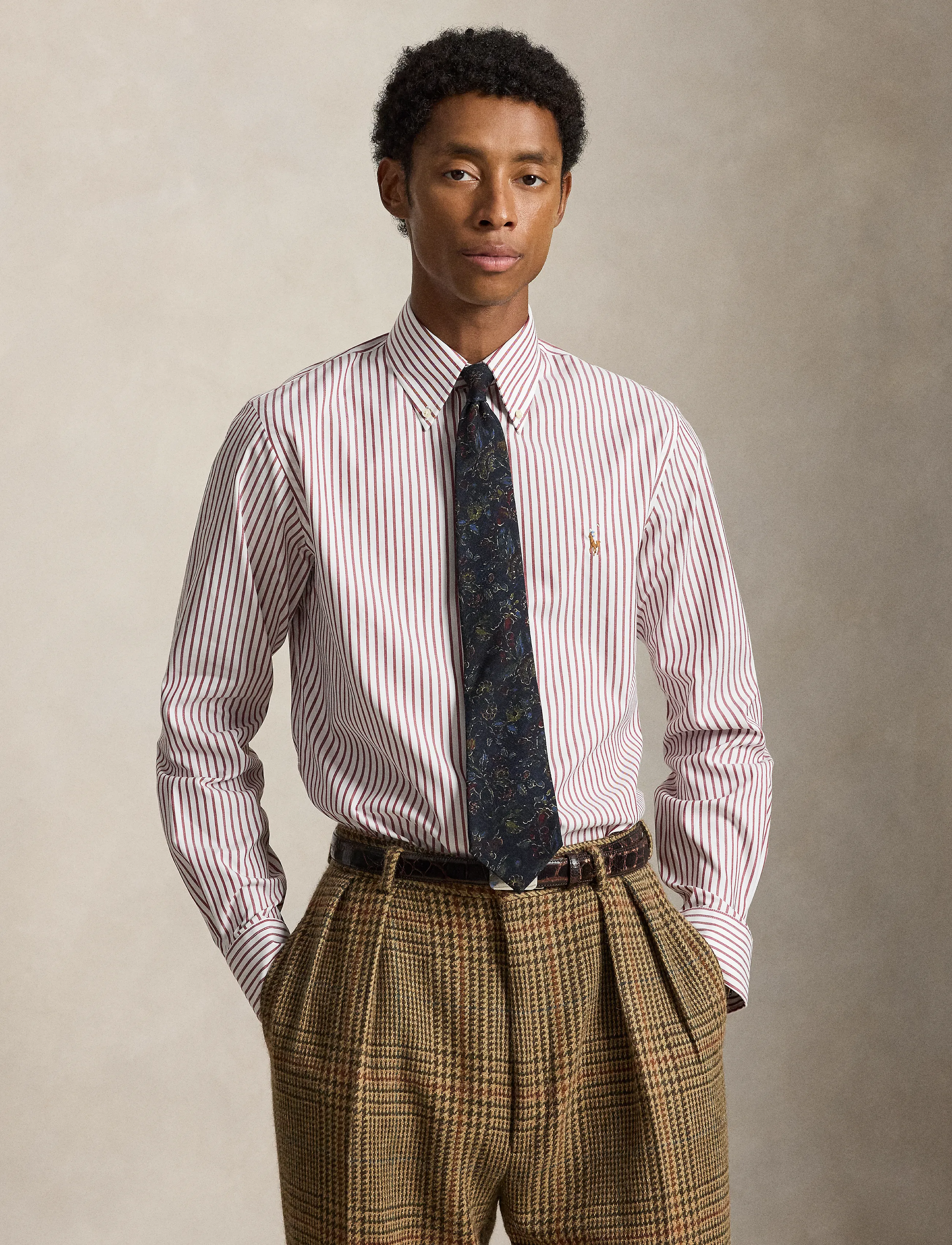 Polo Ralph Lauren Custom Fit Striped Pinpoint Oxford Shirt - Hemden - 5051B MERLOT/WINE / burgundy