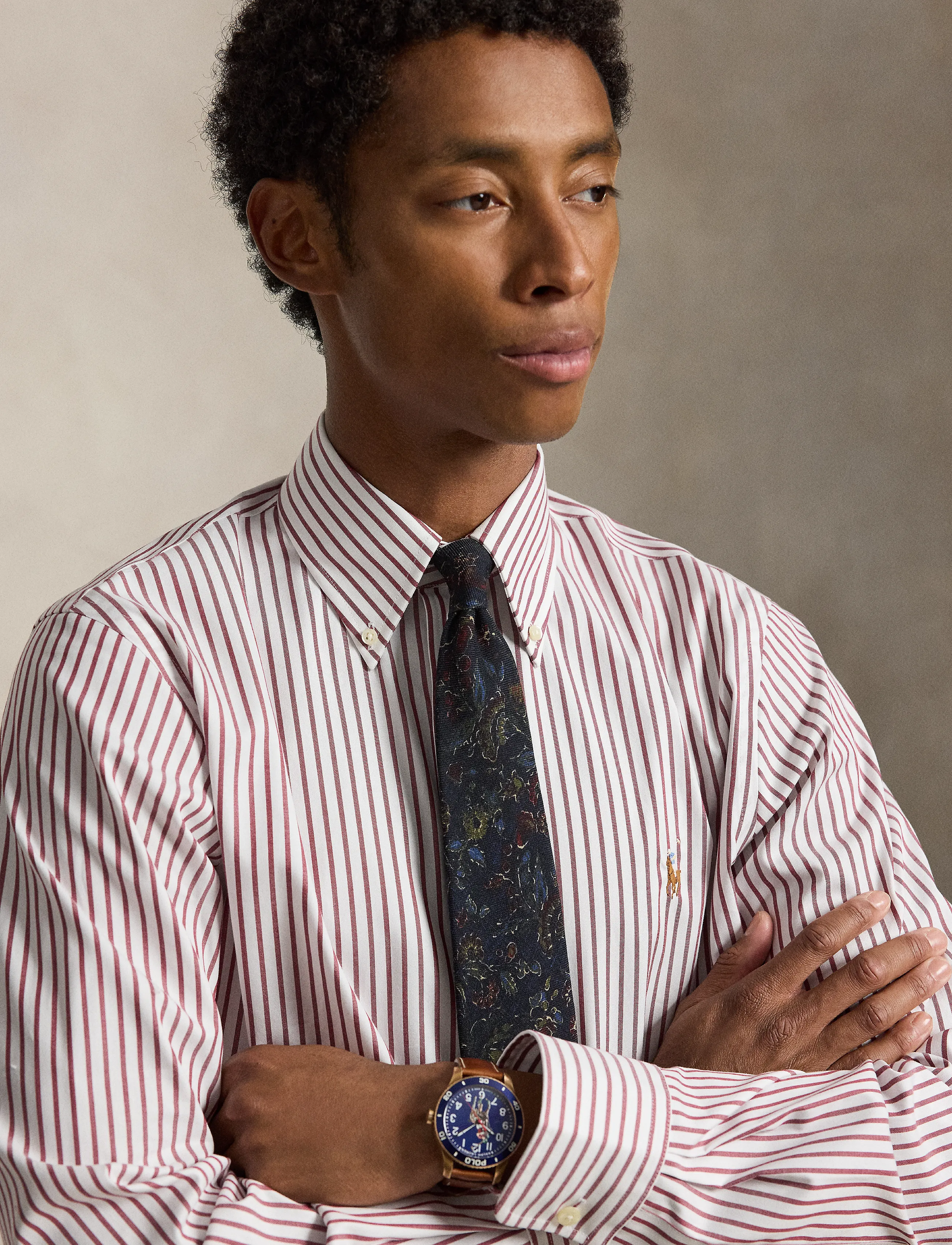 Polo Ralph Lauren - Custom Fit Striped Pinpoint Oxford Shirt - oxford skjorter - 5051b merlot/wine - 4