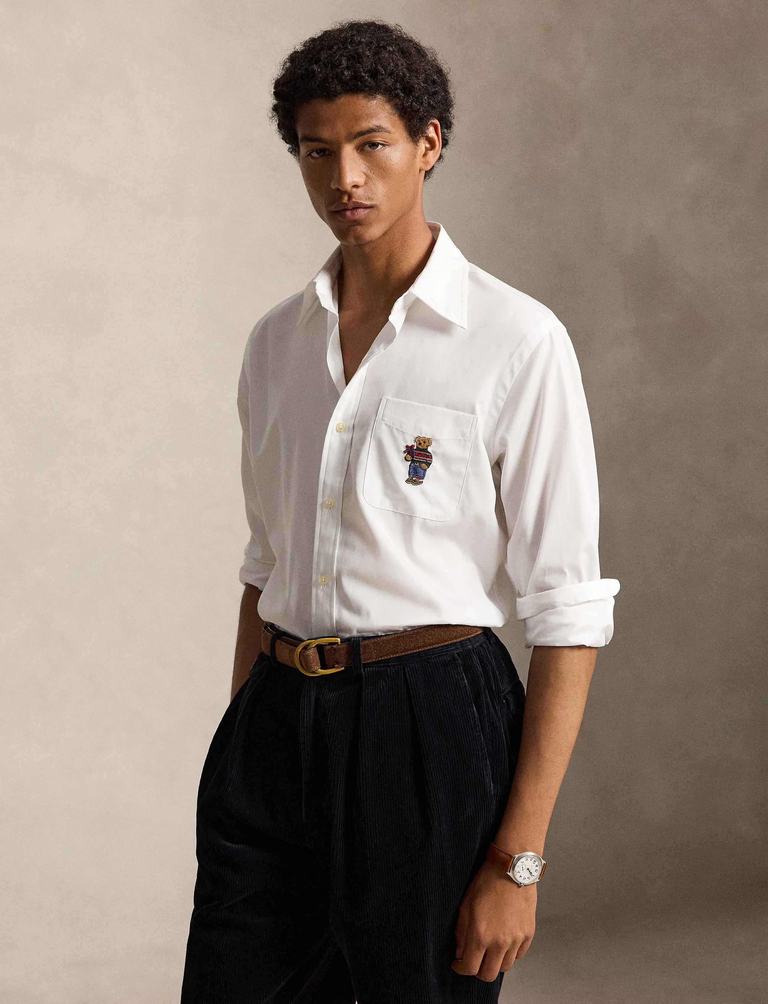 Polo Ralph Lauren Custom Fit Polo Bear Poplin Shirt - Kleidung - WHITE W/HOLIDAY B / white