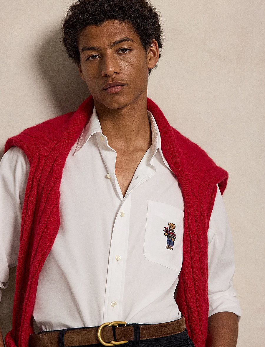 Polo Ralph Lauren - Custom Fit Polo Bear Poplin Shirt - casual overhemden - white w/holiday b - 5