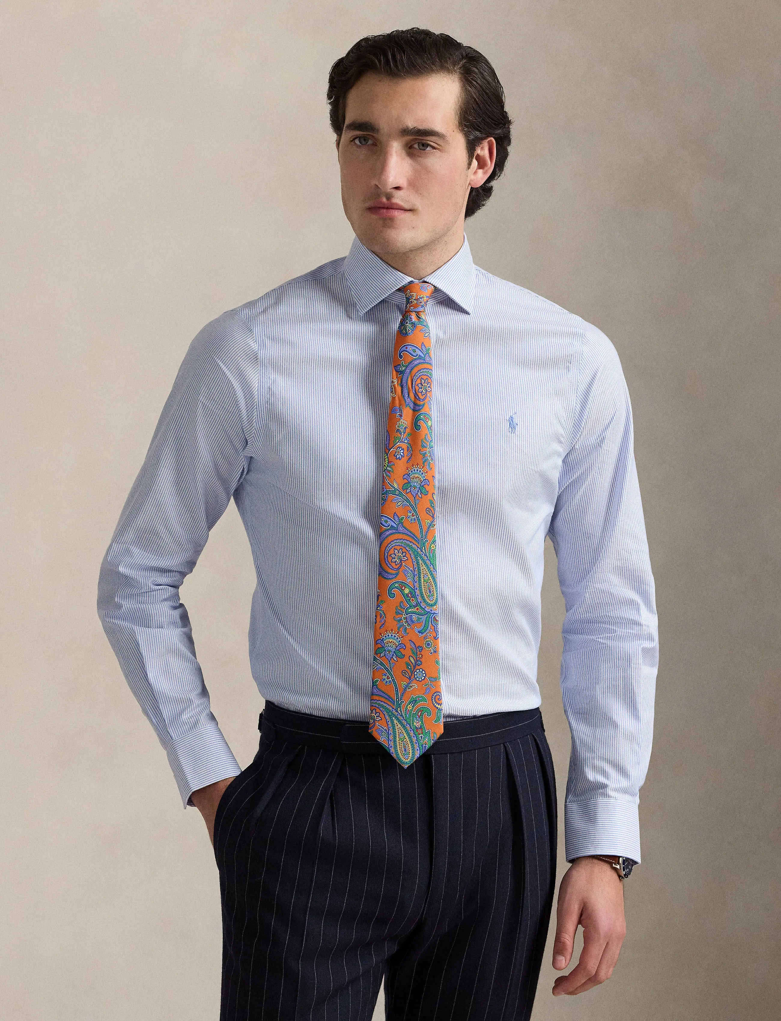 Polo Ralph Lauren - Slim Fit Striped Dobby Shirt - randiga skjortor - 6011a light blue - 3