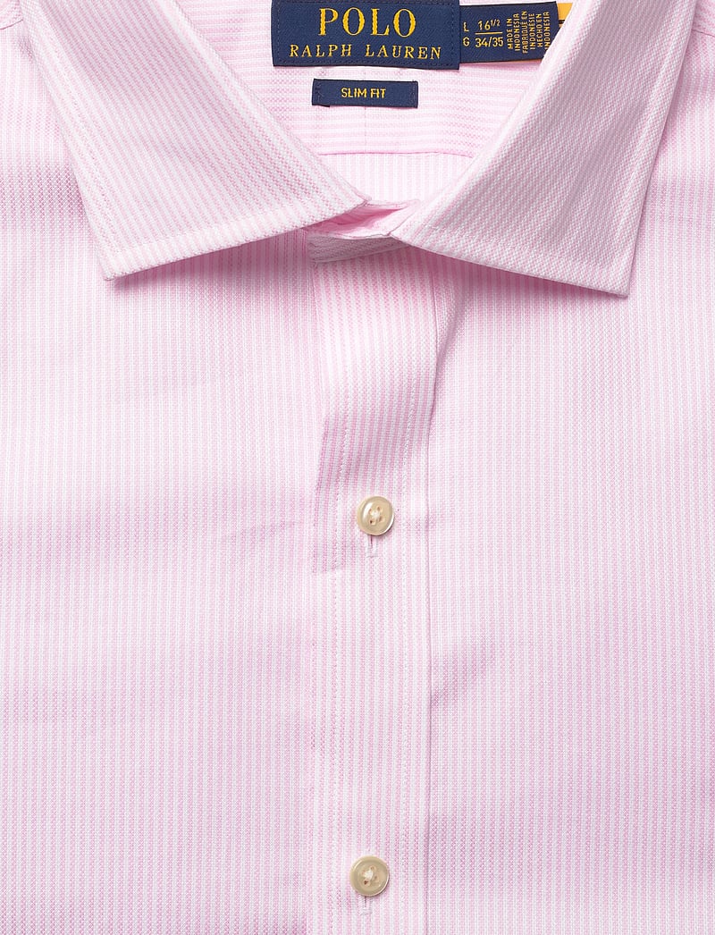 Polo Ralph Lauren - Regent Slim Fit Striped Textured Shirt - triibulised särgid - 6011b pink/white - 2
